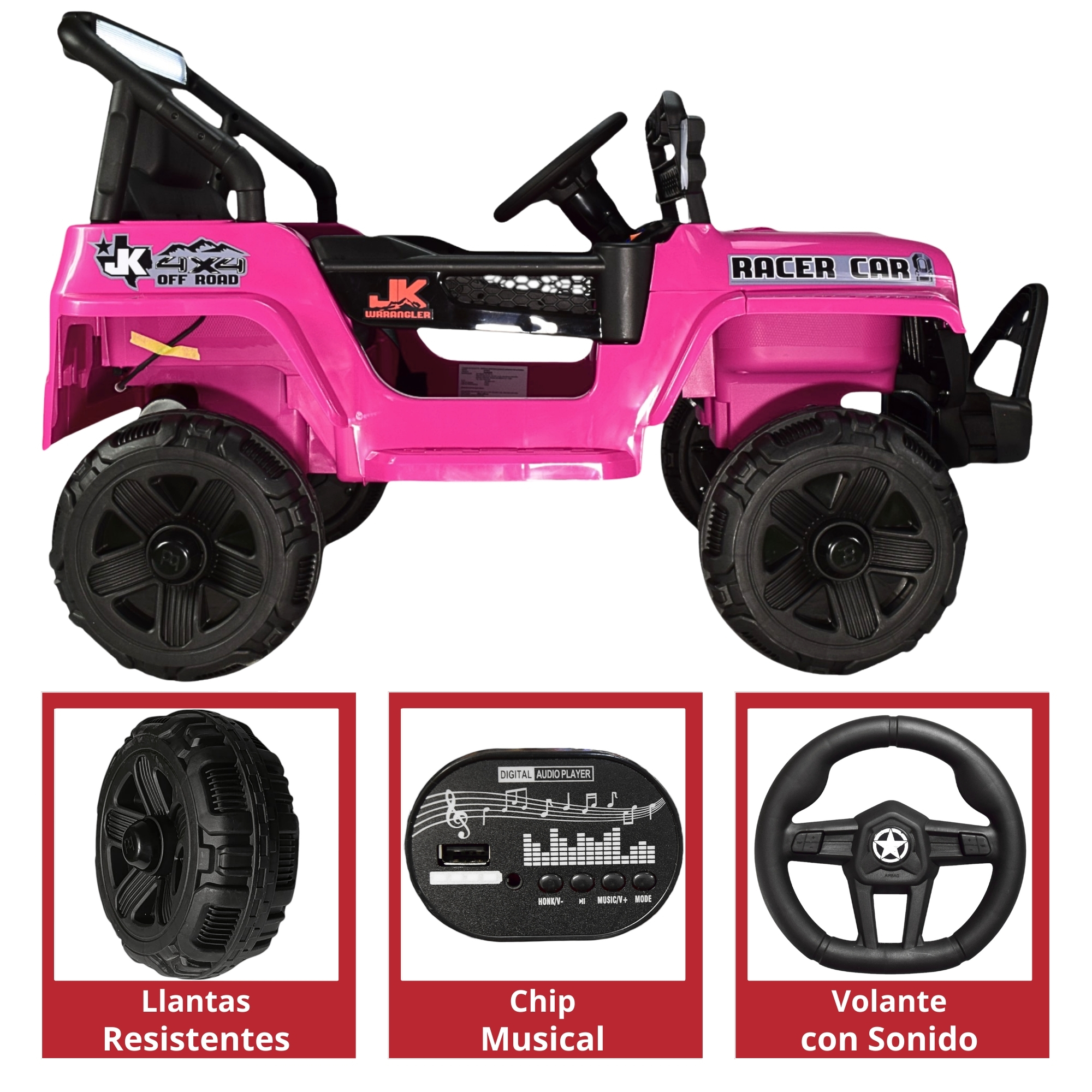 Foto 5 pulgar | Camioneta Montable Electrica 93 Cm Para Niños Control Remoto 12v - Rosa