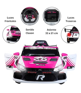Foto 2 | Montable Eléctrico Para Niños Rally Con Control Remoto Sonido Bluetooth Luz Led 12v - Rosa