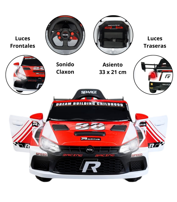 Foto 2 | Montable Eléctrico para Niños Rally Con Control Remoto Sonido Bluetooth Luz Led 12V - Rojo