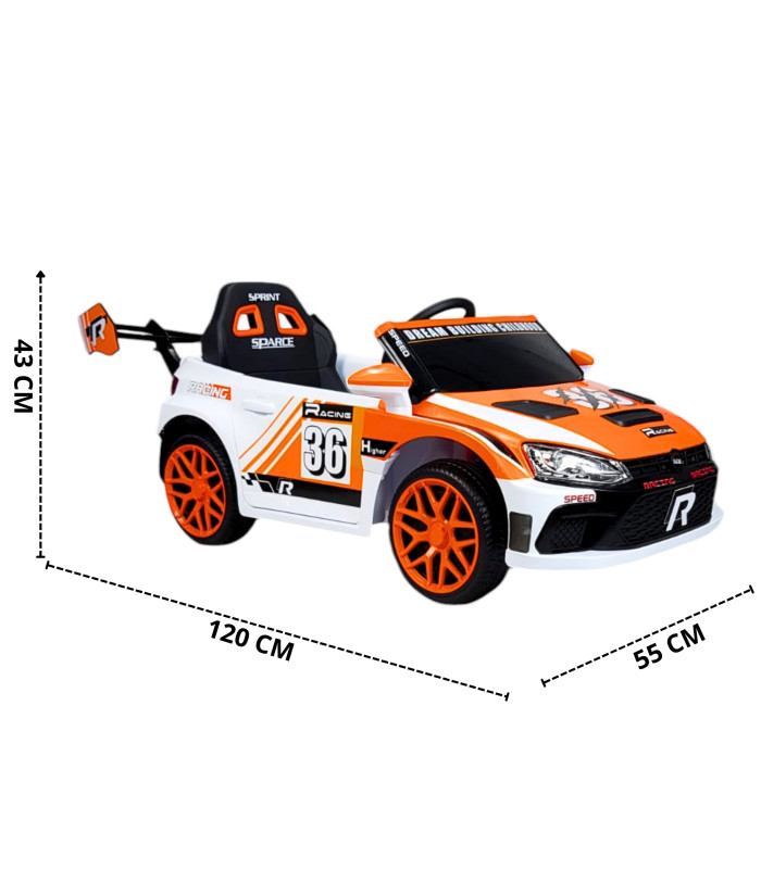 Foto 5 pulgar | Montable Eléctrico para Niños Rally Con Control Remoto Sonido Bluetooth Luz Led 12v - Naranja