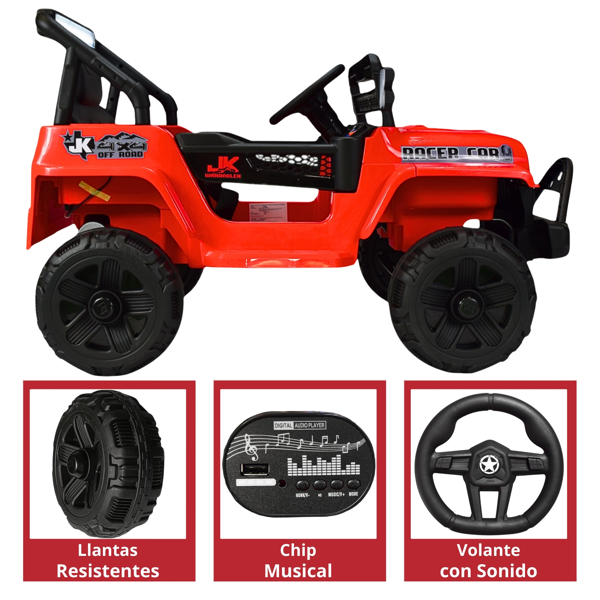 Foto 5 pulgar | Camioneta Montable Electrica 93 Cm Para Niños Control Remoto 12v - Rojo