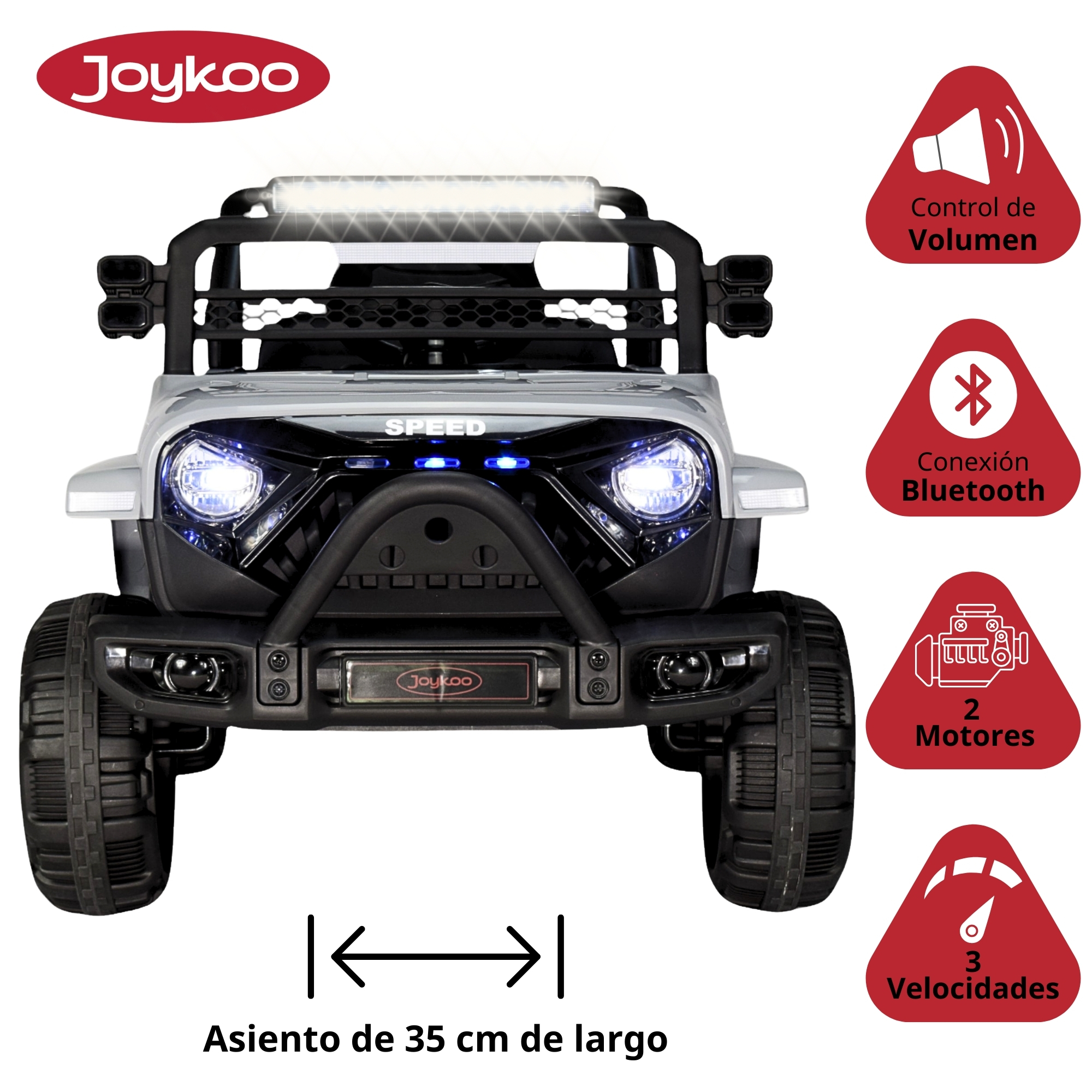 Foto 3 | Camioneta Montable Electrica 93 Cm Para Niños Control Remoto 12v - Gris
