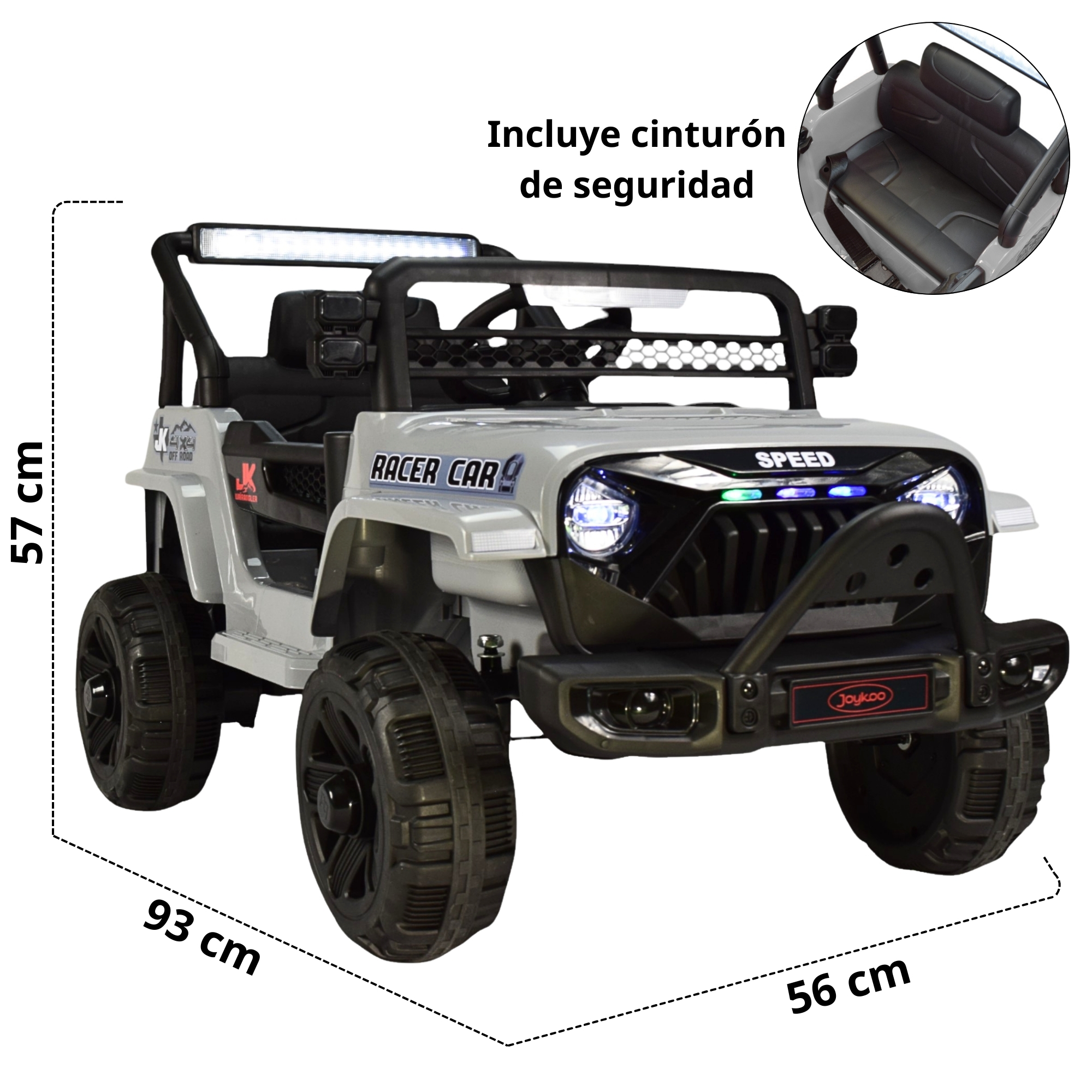 Foto 6 pulgar | Camioneta Montable Electrica 93 Cm Para Niños Control Remoto 12v - Gris