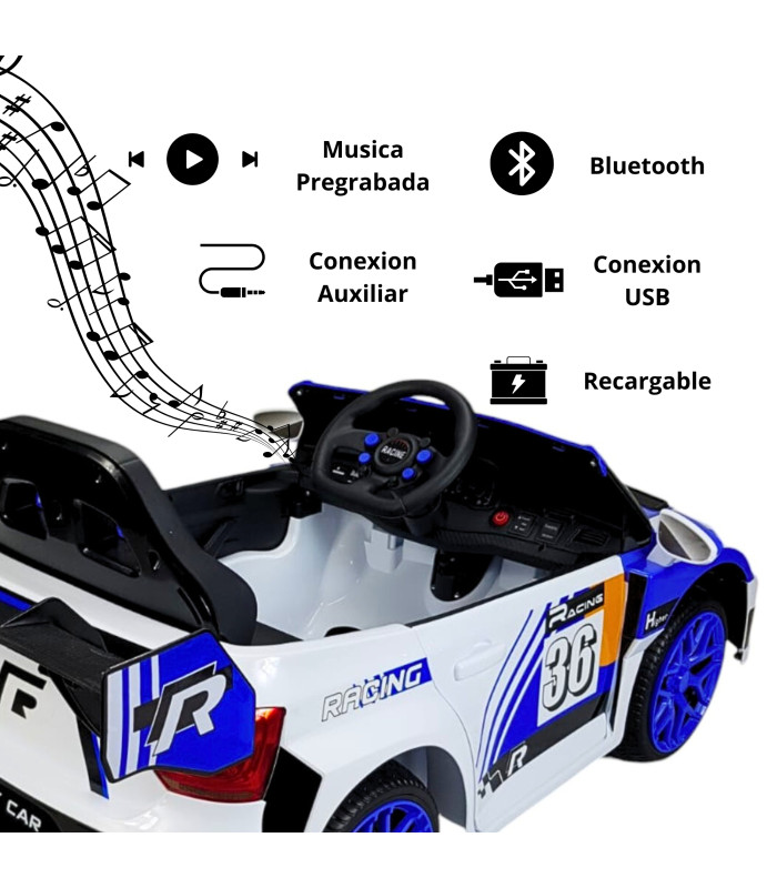 Foto 3 | Montable Eléctrico Para Niños Rally Con Control Remoto y Sonido Azul