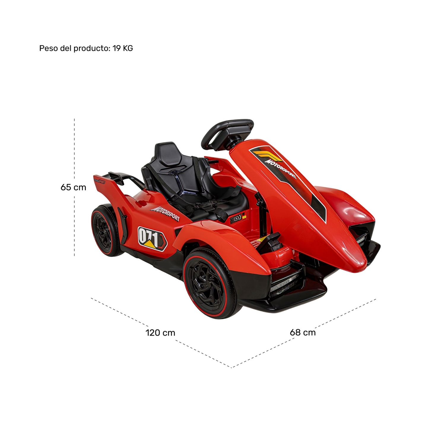 Foto 7 | Go Kart Montable 12v Rojo Con Luces Sonido Y Control Remoto Little Monkey