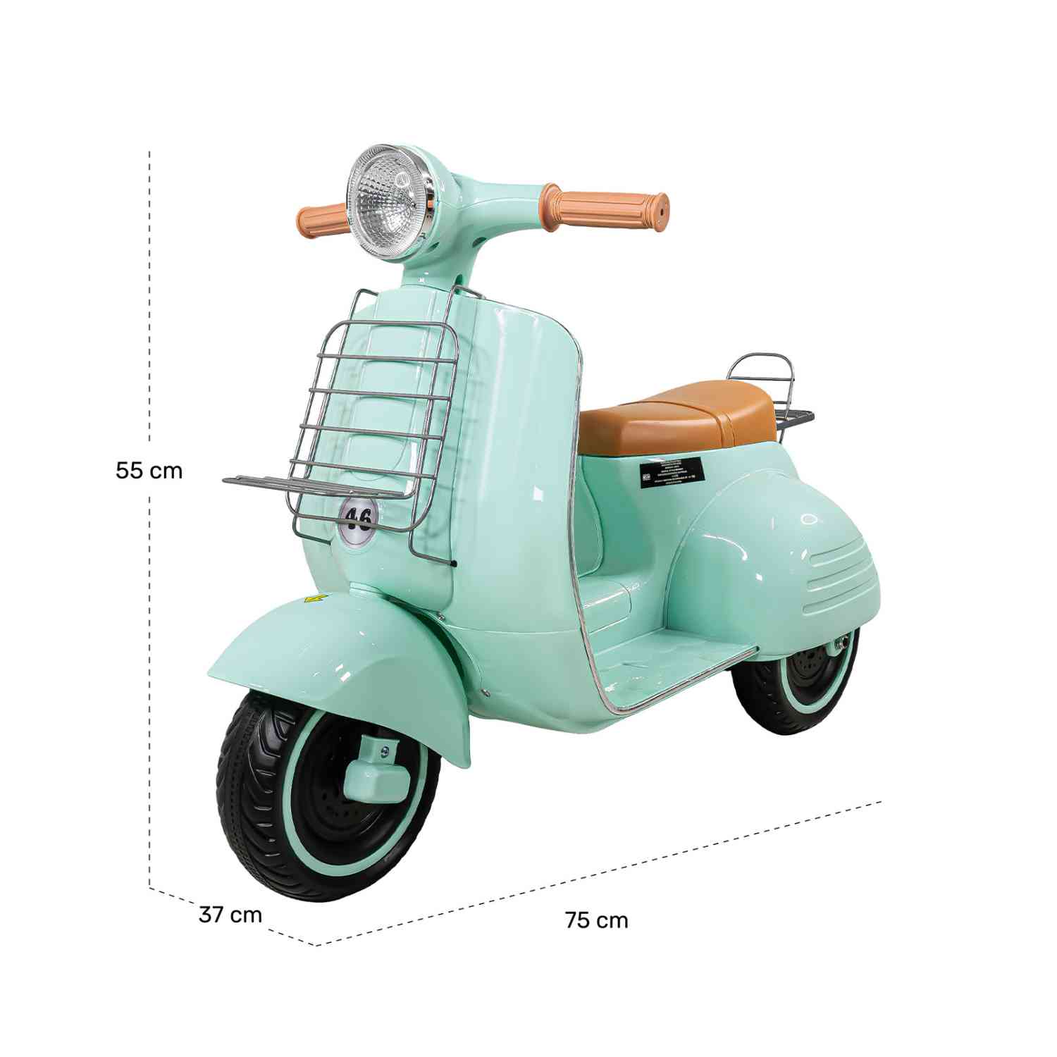 Foto 7 pulgar | Motocicleta Montable Vintage Motoneta 12 V Luz Led Menta