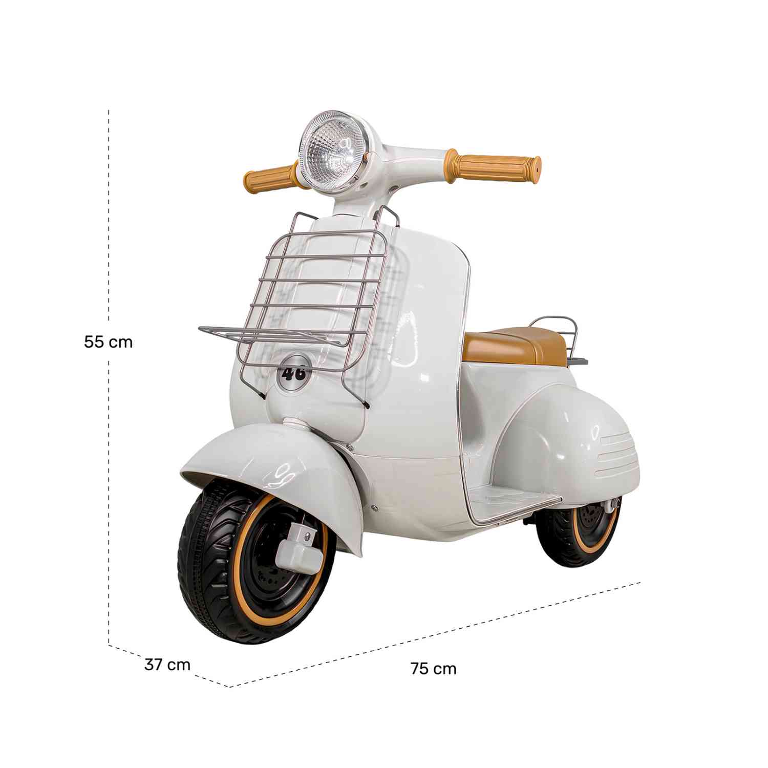 Foto 7 pulgar | Motocicleta Montable Vintage Motoneta 12 V Luz Led Blanco