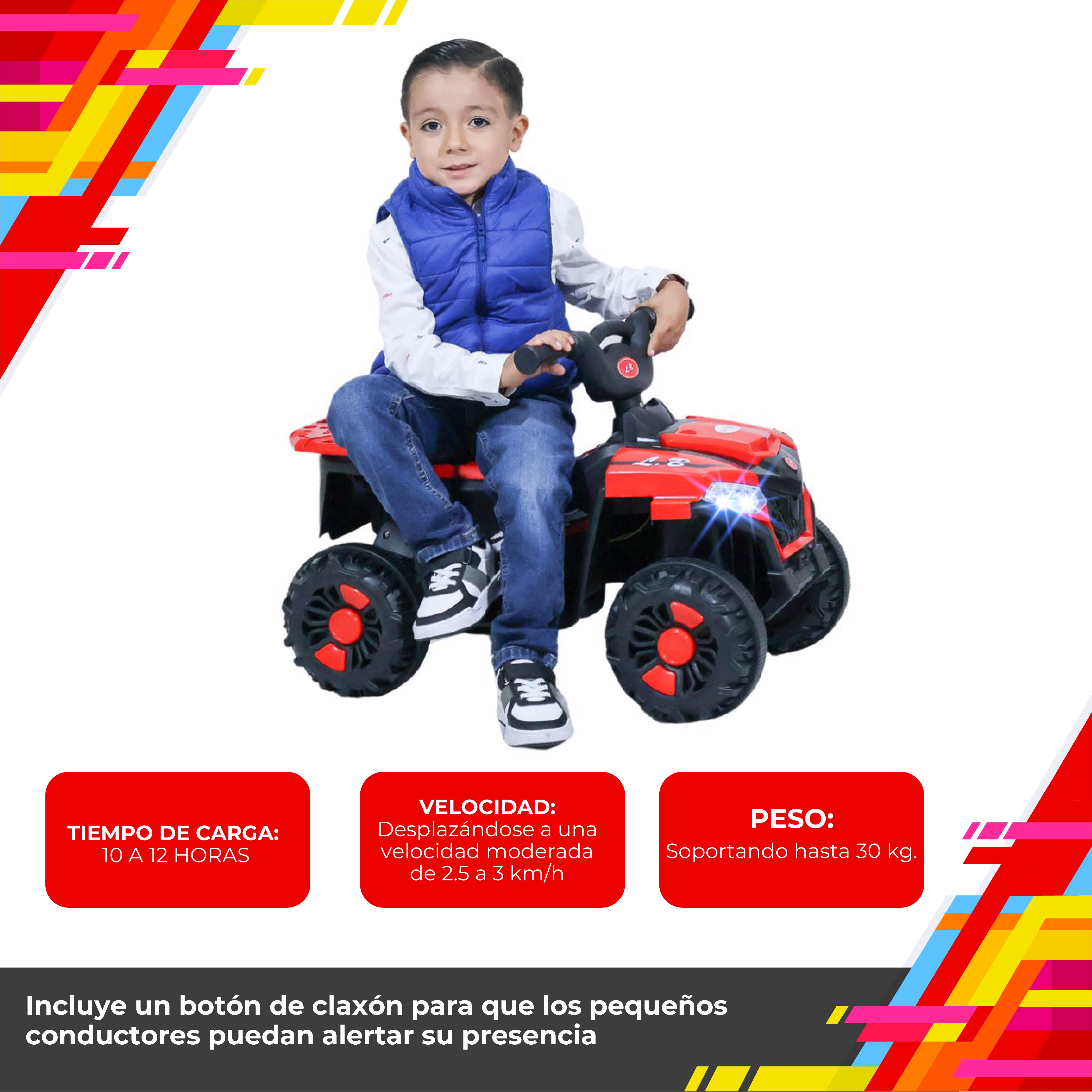 Foto 7 pulgar | Montable Eléctrico Guevara Sports Rojo Cuatrimoto con Música para Niños