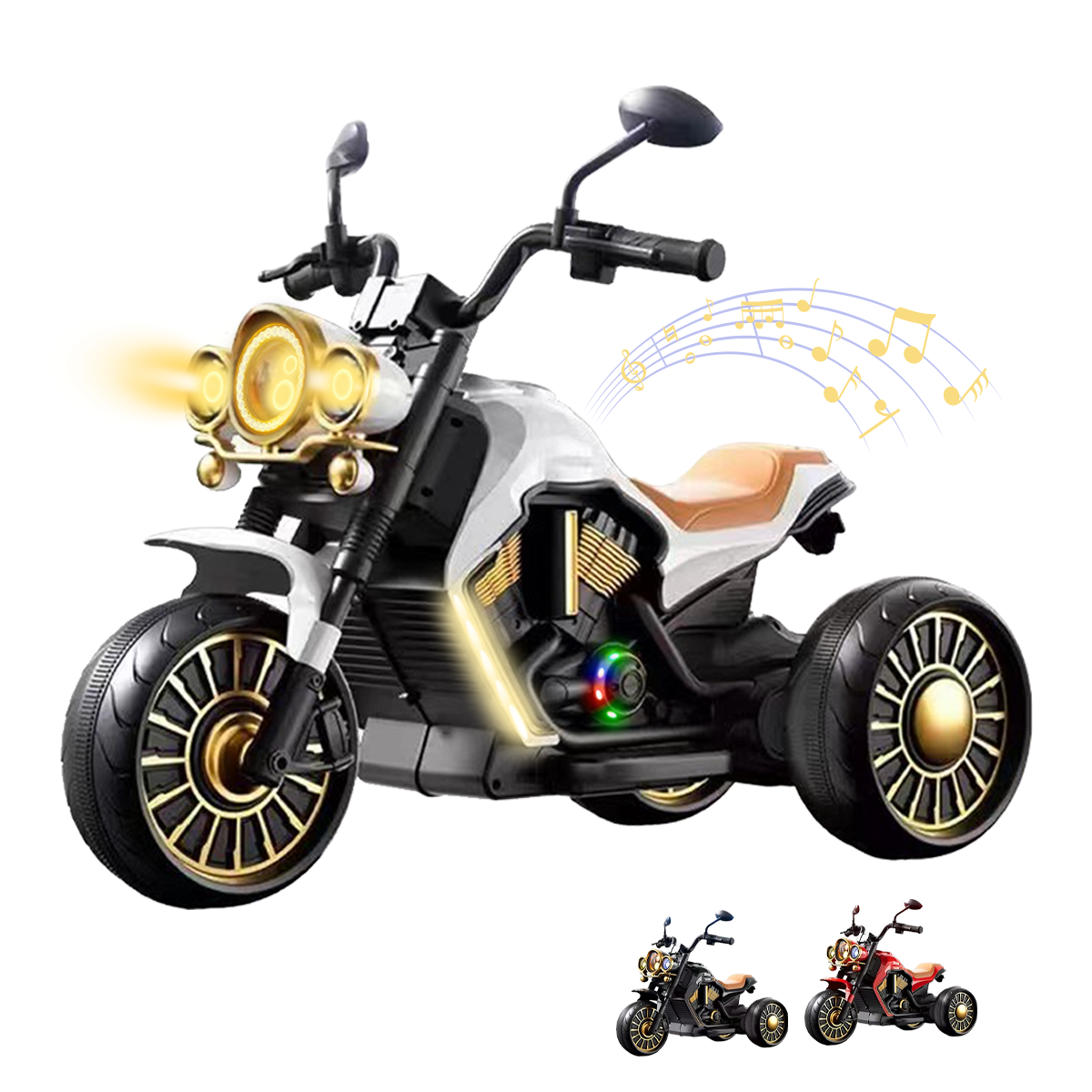 Foto 2 pulgar | Montable Eléctrico Guevara Sports Blanco Motocicleta Con Música  Para Niños