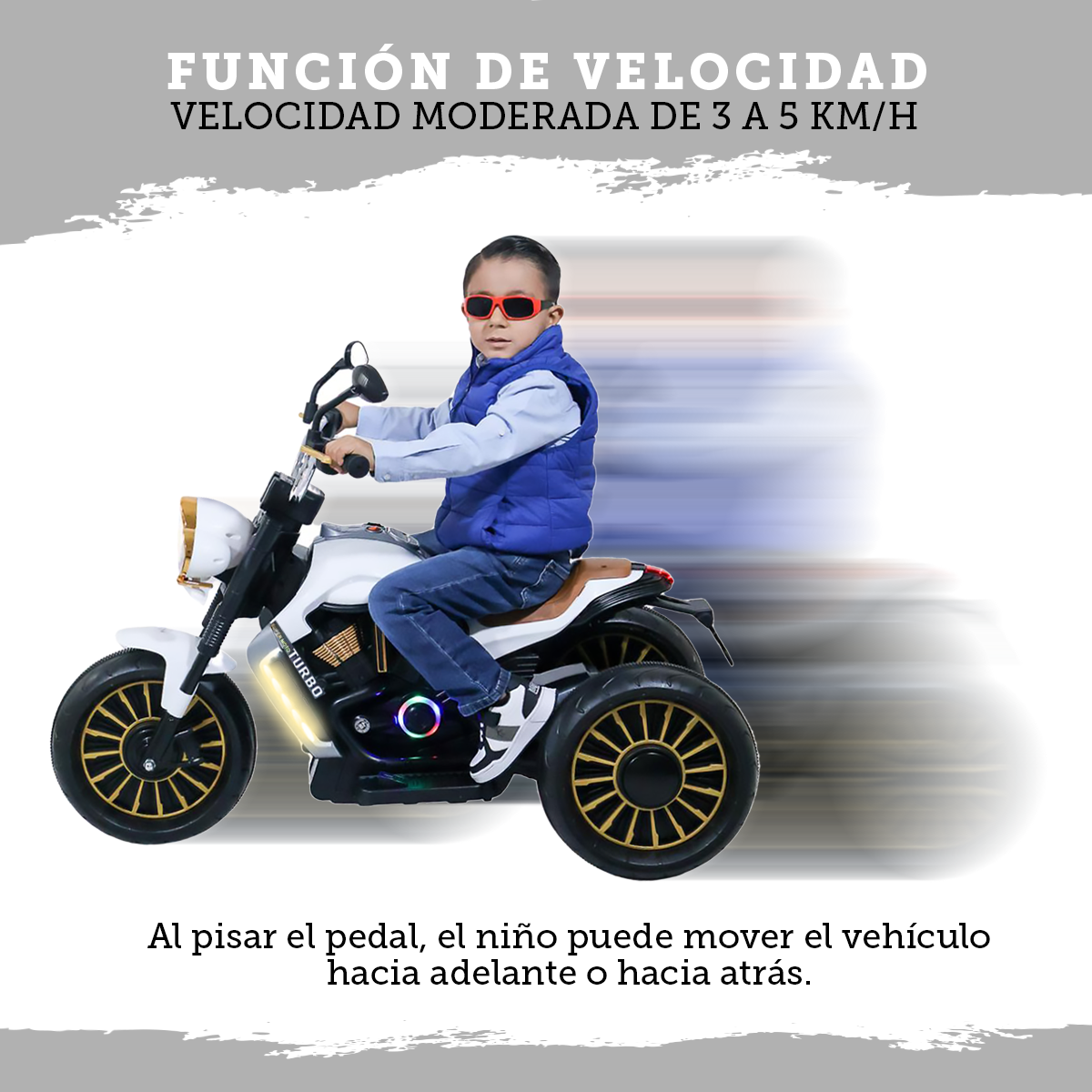 Foto 3 pulgar | Montable Eléctrico Guevara Sports Blanco Motocicleta Con Música  Para Niños