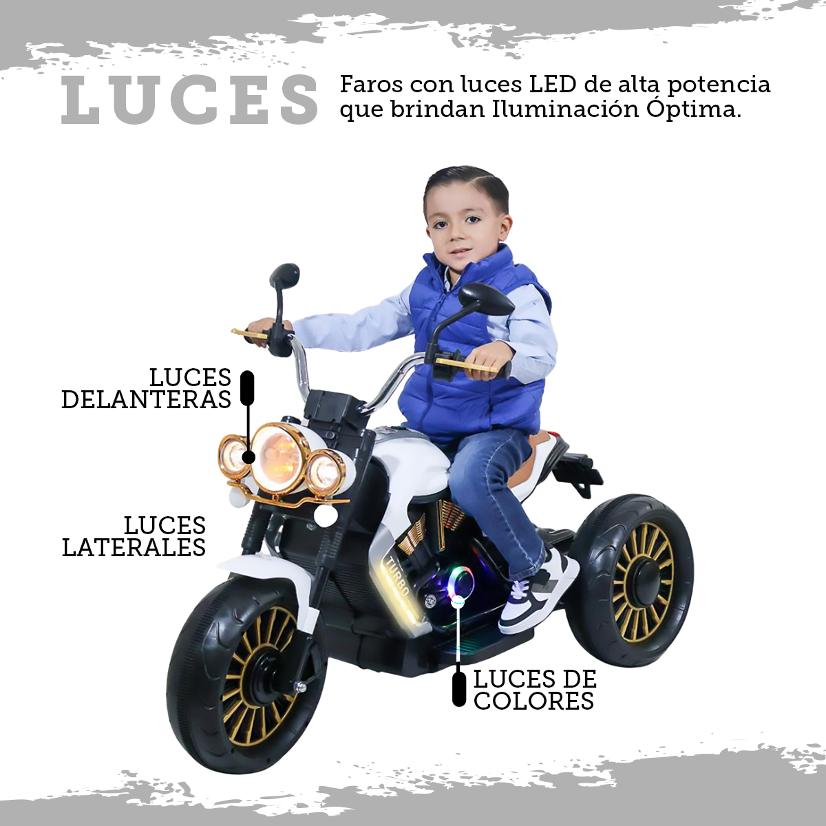 Foto 5 pulgar | Montable Eléctrico Guevara Sports Blanco Motocicleta Con Música  Para Niños