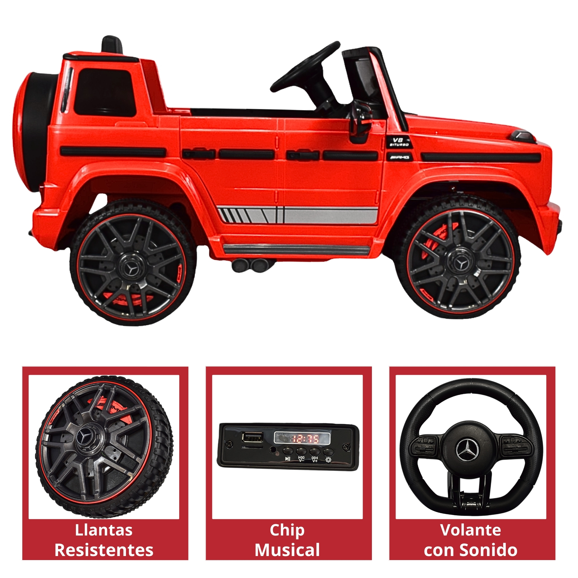 Foto 5 pulgar | Montable Eléctrico de Camioneta Mercedes-Menz Control Remoto 12v - Rojo