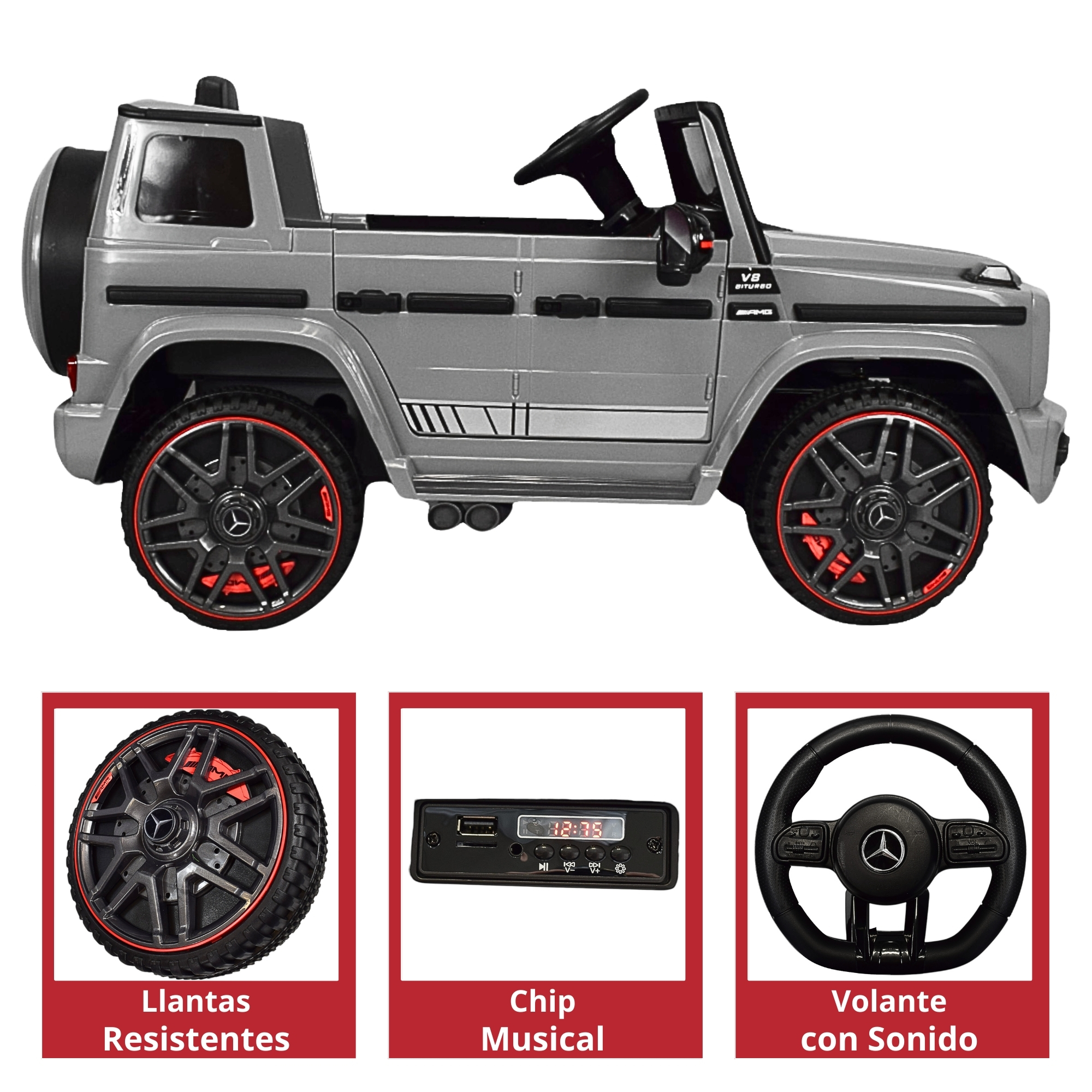 Foto 5 pulgar | Camioneta Mercedes-benz Montable Electrico Control Remoto 12v  - Gris