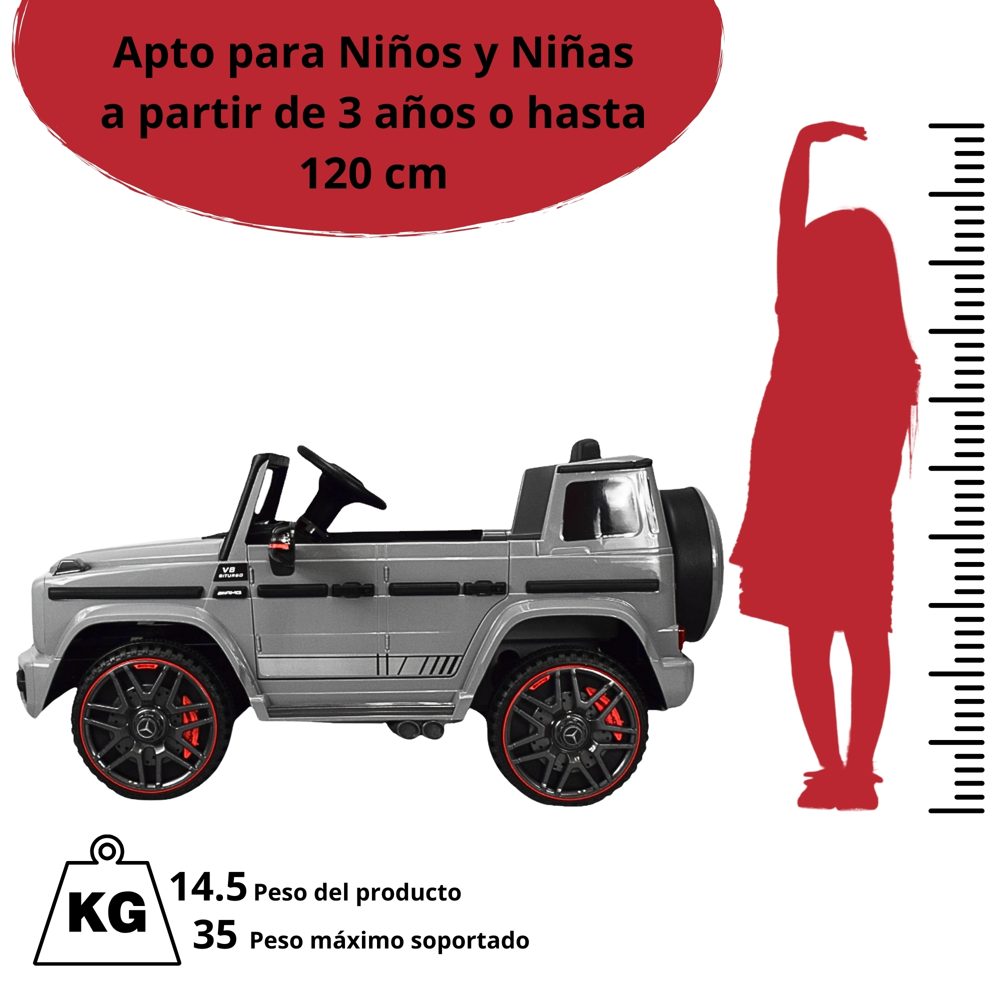 Foto 6 pulgar | Camioneta Mercedes-benz Montable Electrico Control Remoto 12v  - Gris