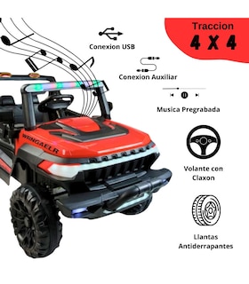 Foto 2 | Montable Electrico Recargable Con Control Remoto Para Niños 4x4 Con Conexion Auxiliar Y Usb, 110 Cm