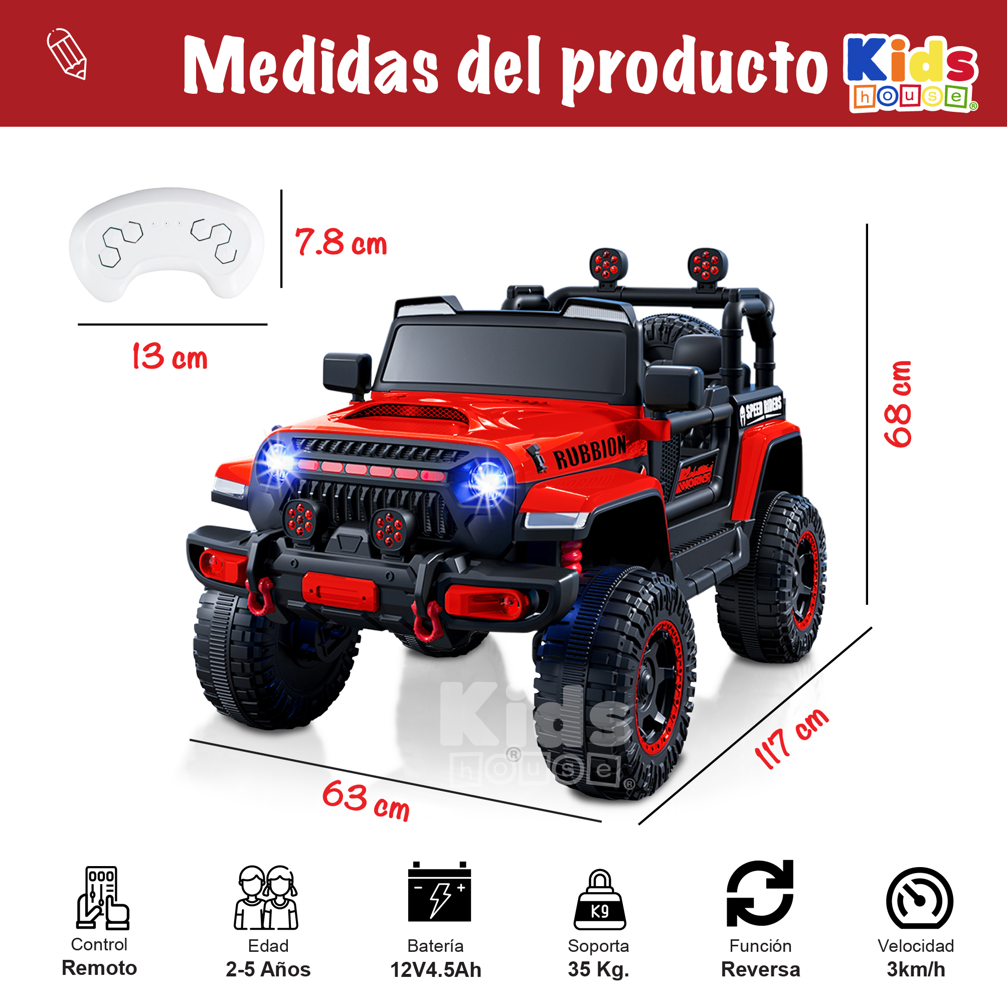 Foto 3 pulgar | Camioneta Montable Kids House Vroomz Motor Dual 12v