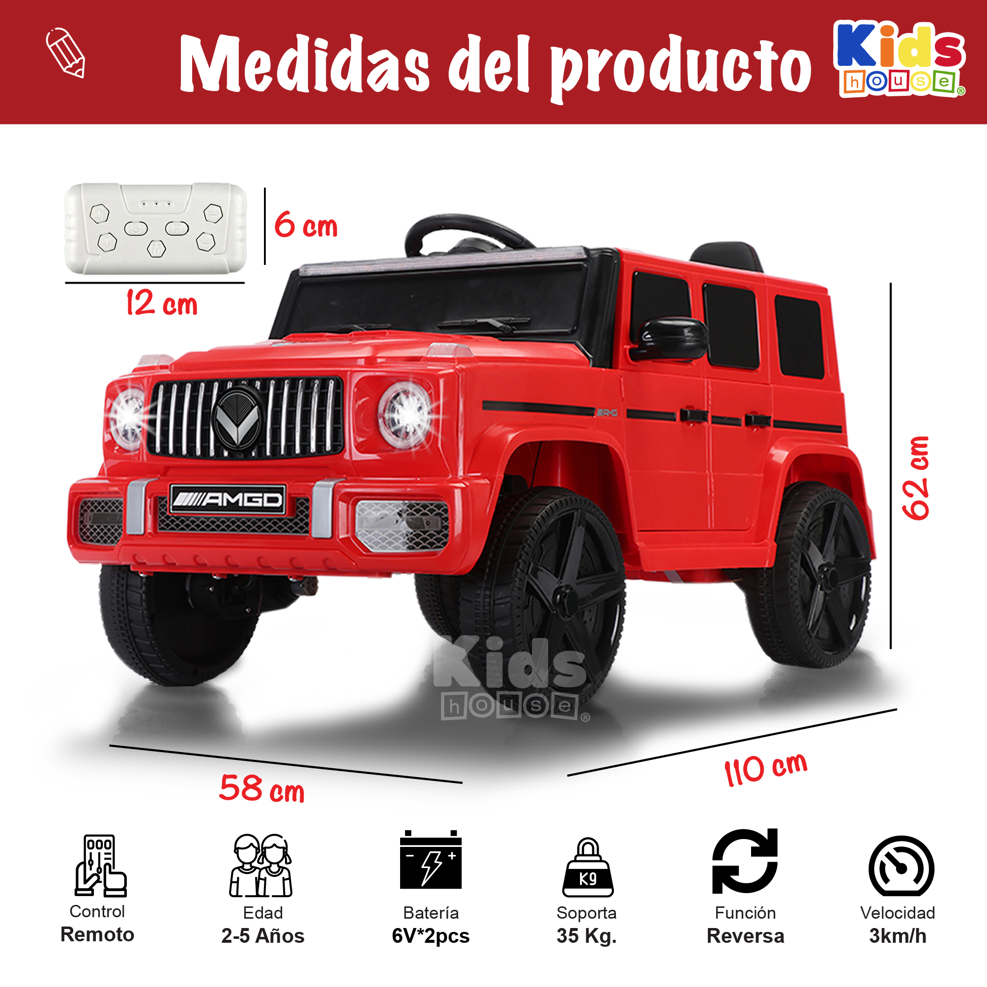 Foto 3 pulgar | Camioneta Montable Kids House Volt-x Motor Dual 6v