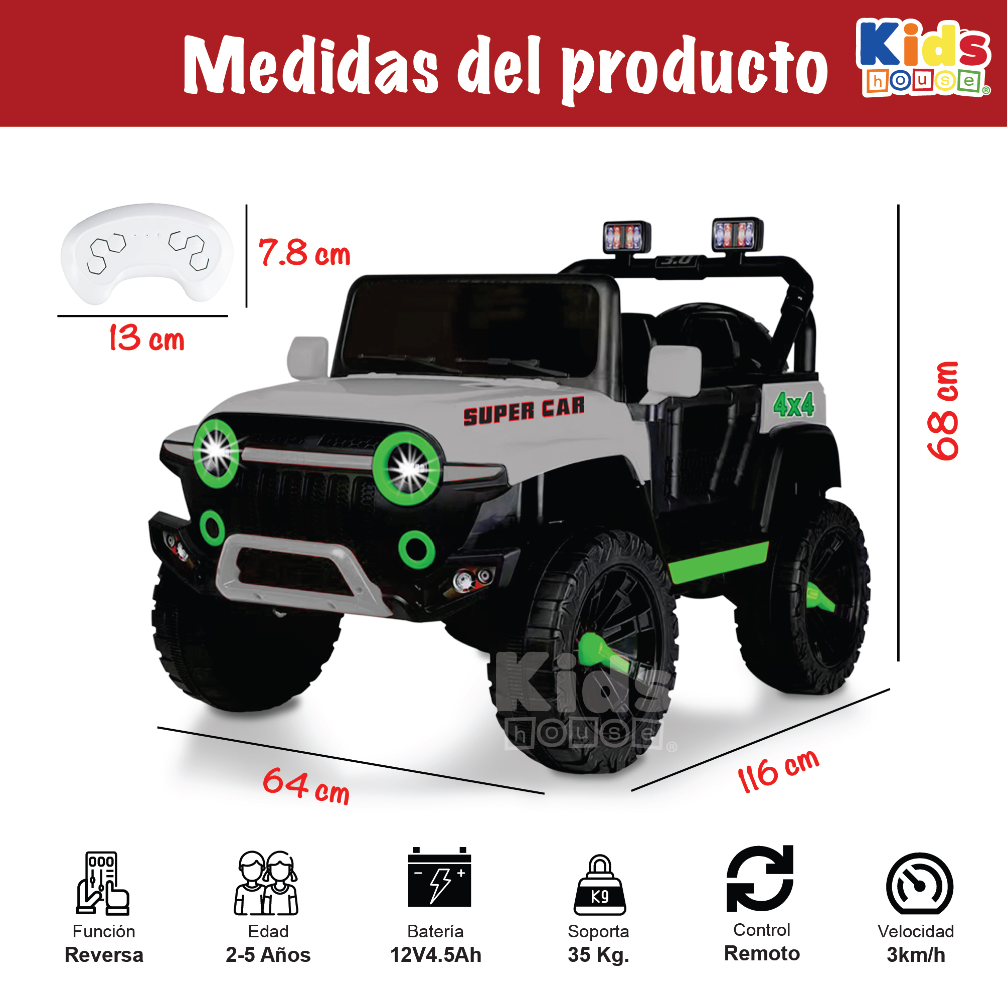 Foto 3 pulgar | Camioneta Montable Kids House Vroomz Motor Dual 12v