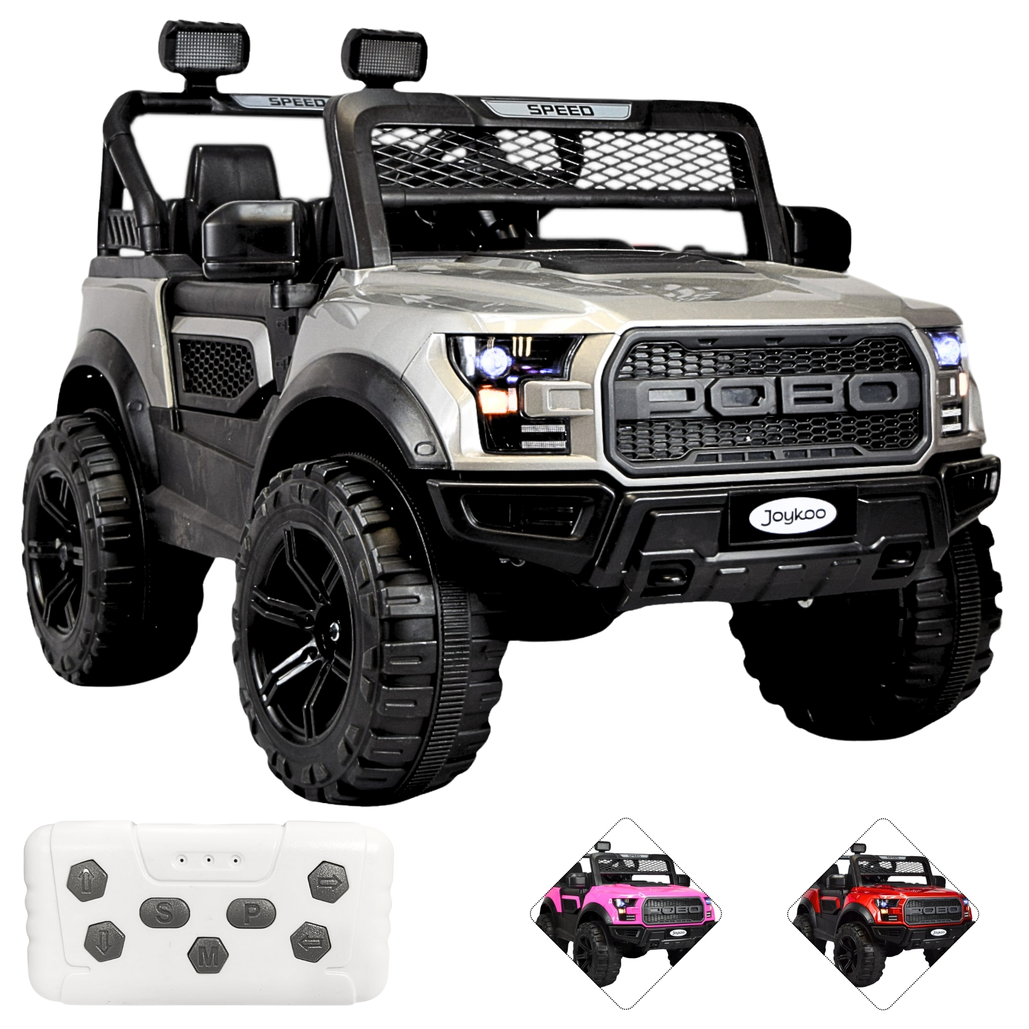 Foto 2 pulgar | Montable Electrico Raptor Para Niños Control Remoto Luz Led 12v - Gris