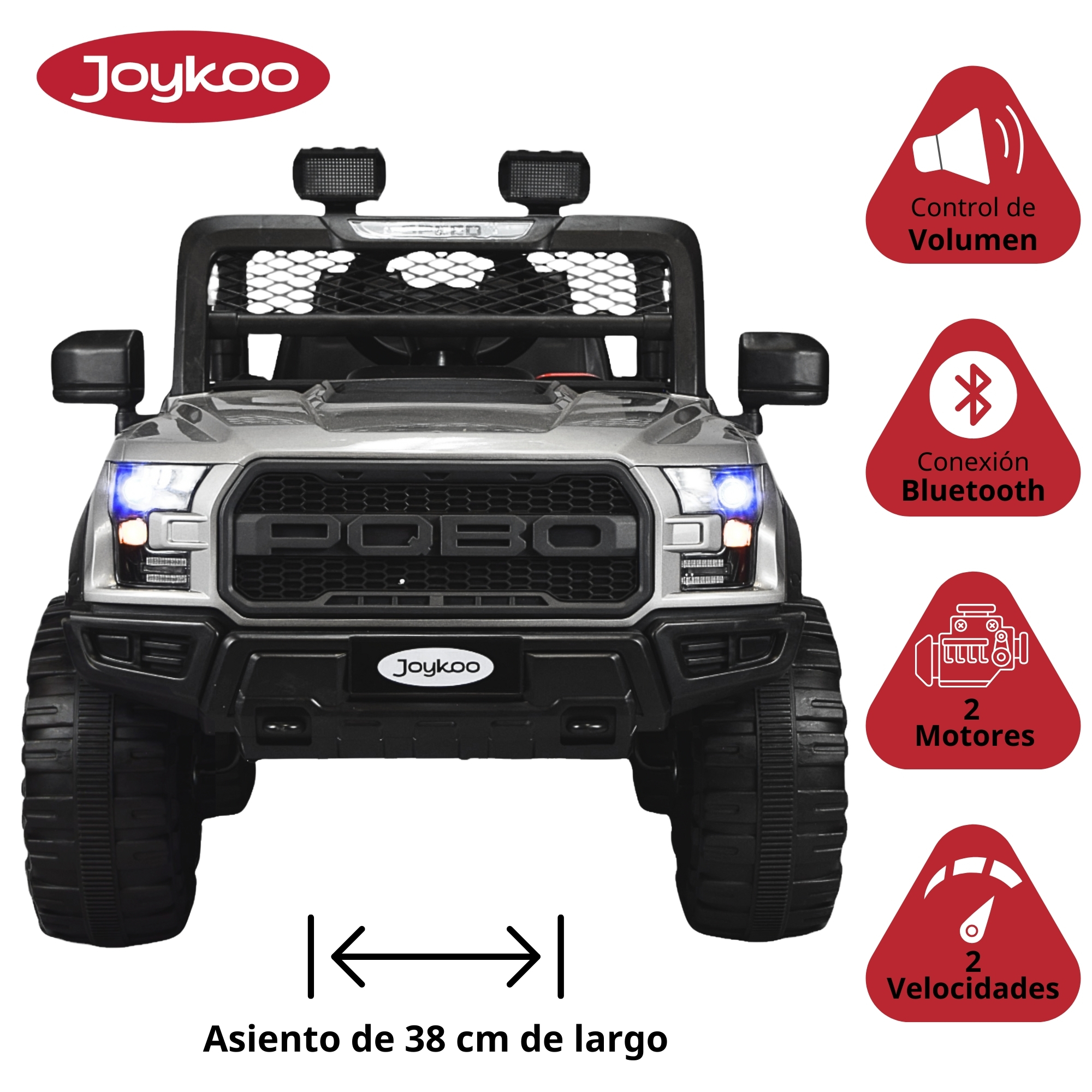 Foto 4 pulgar | Montable Electrico Raptor Para Niños Control Remoto Luz Led 12v - Gris