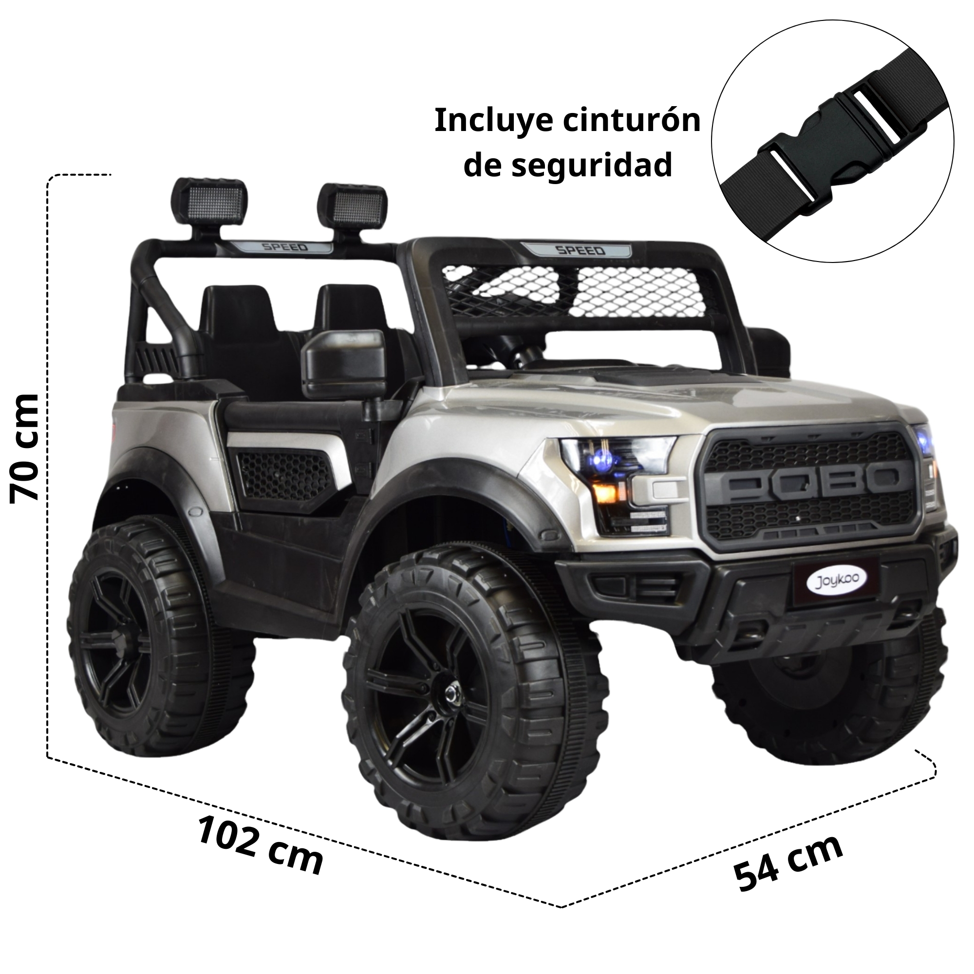 Foto 7 pulgar | Montable Electrico Raptor Para Niños Control Remoto Luz Led 12v - Gris