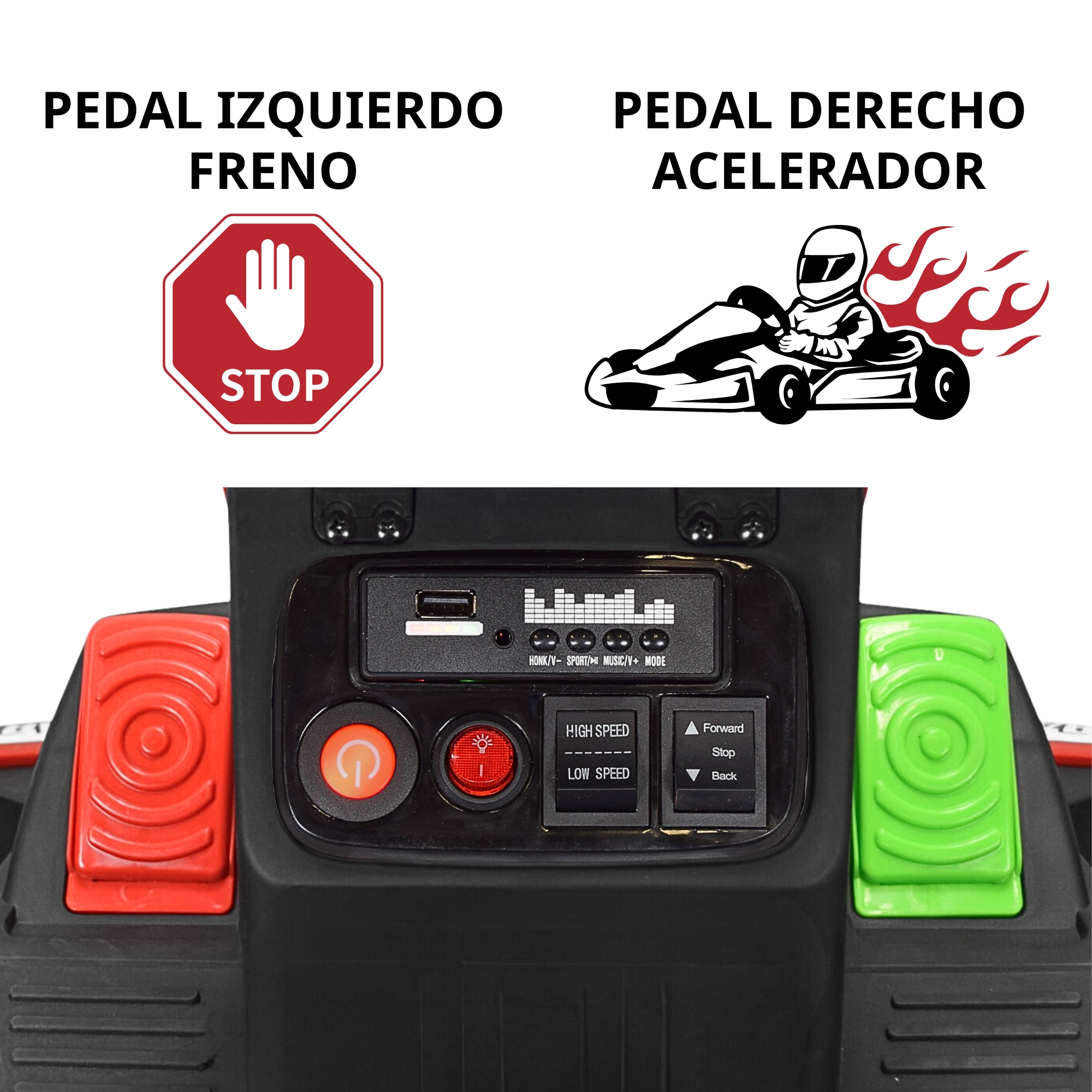 Foto 9 pulgar | Montable Electrico Go Kart Para Niños Largo Ajustable Luz 12v - Blanco