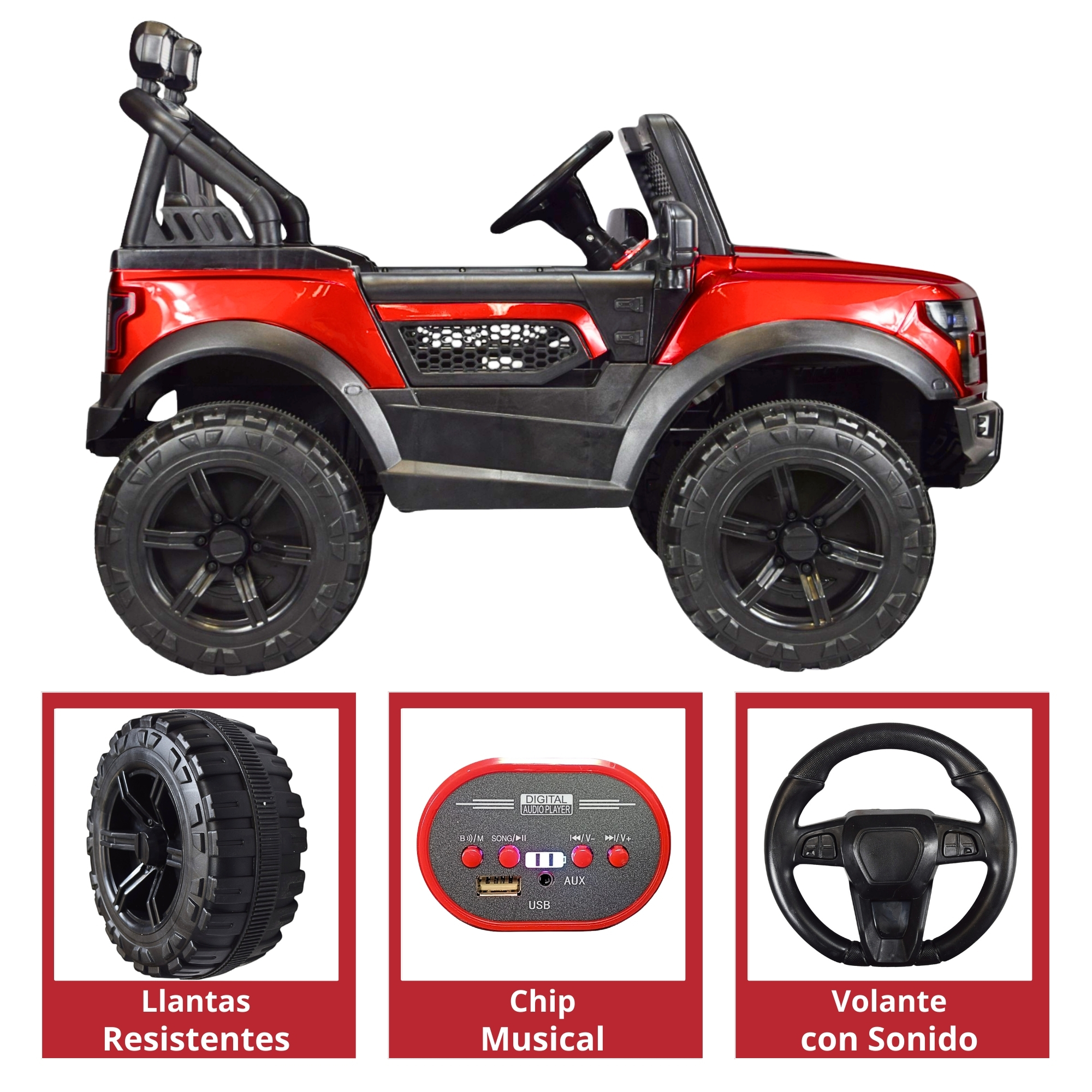 Foto 5 pulgar | Montable Electrico Raptor Para Niños Control Remoto Luz Led 12v - Rojo