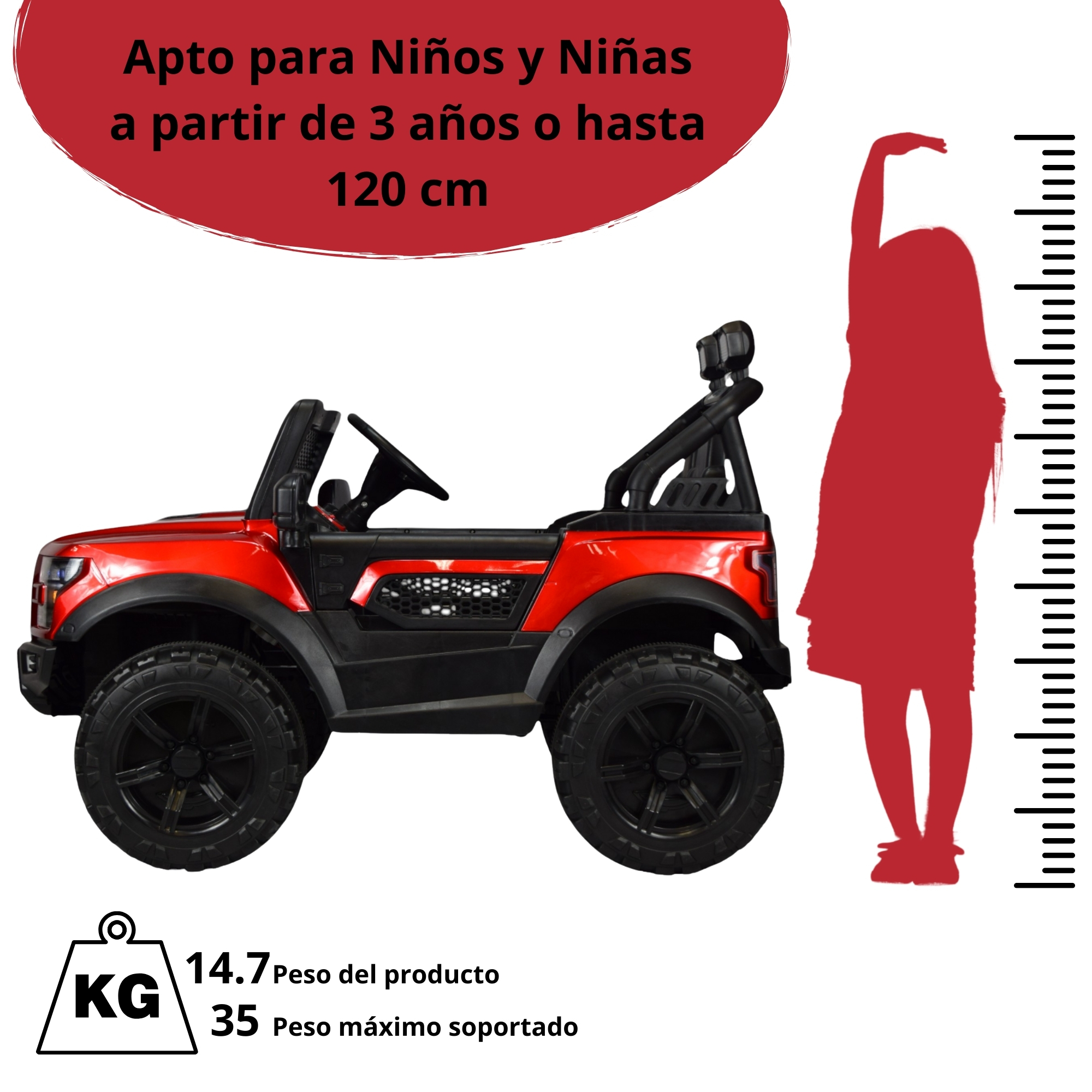 Foto 6 pulgar | Montable Electrico Raptor Para Niños Control Remoto Luz Led 12v - Rojo