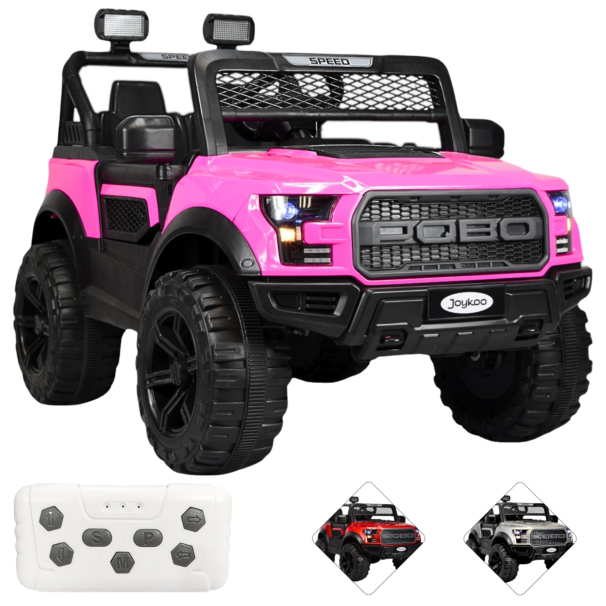 Montable Electrico Raptor Para Niños Control Remoto Luz Led 12v - Rosa