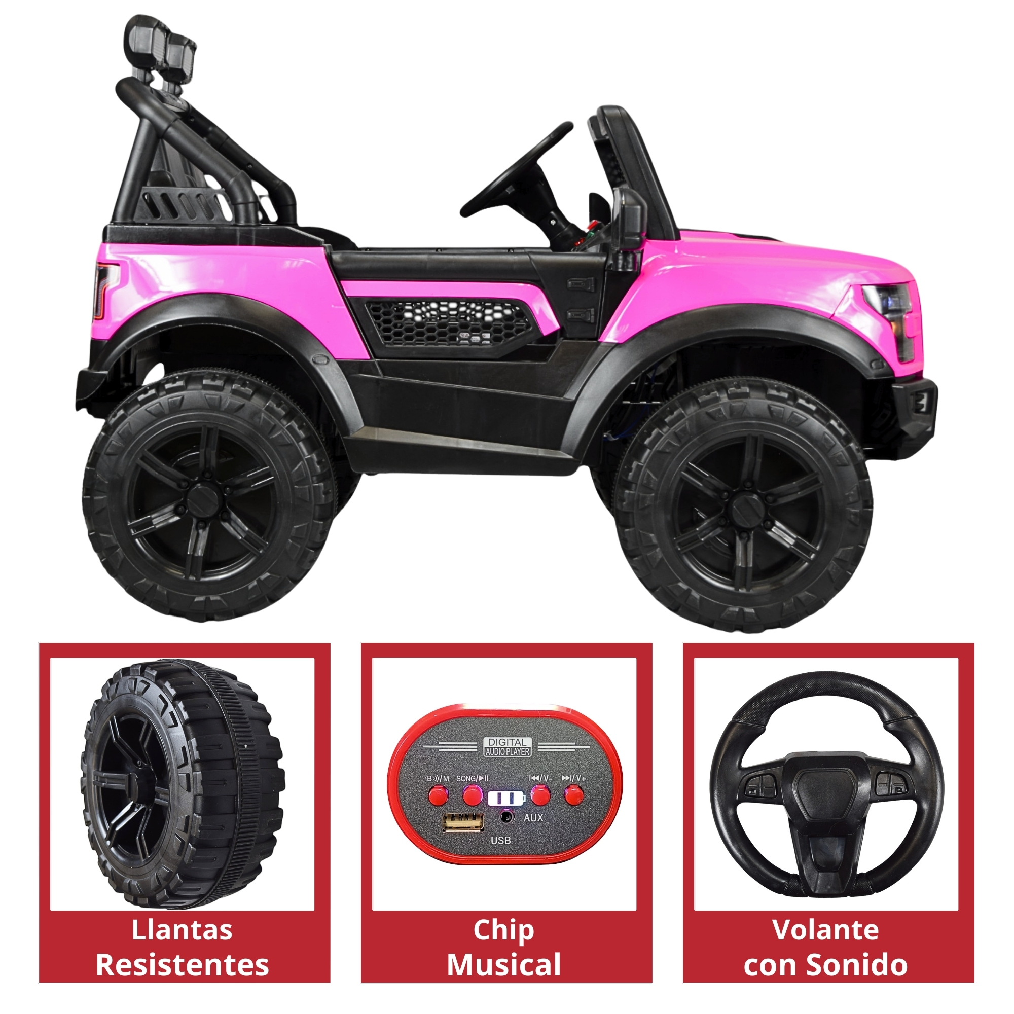 Foto 5 pulgar | Montable Electrico Raptor Para Niños Control Remoto Luz Led 12v - Rosa