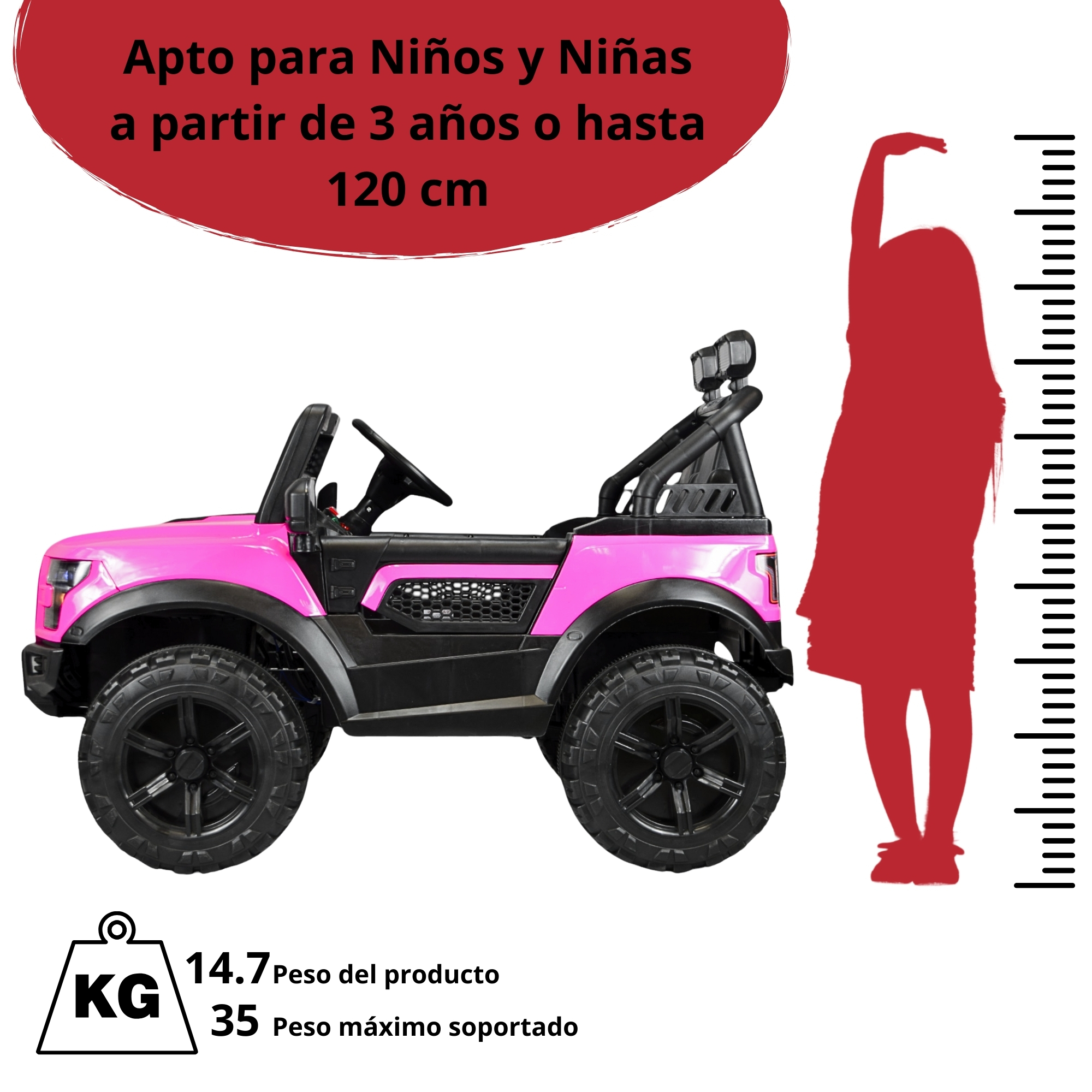 Foto 6 pulgar | Montable Electrico Raptor Para Niños Control Remoto Luz Led 12v - Rosa