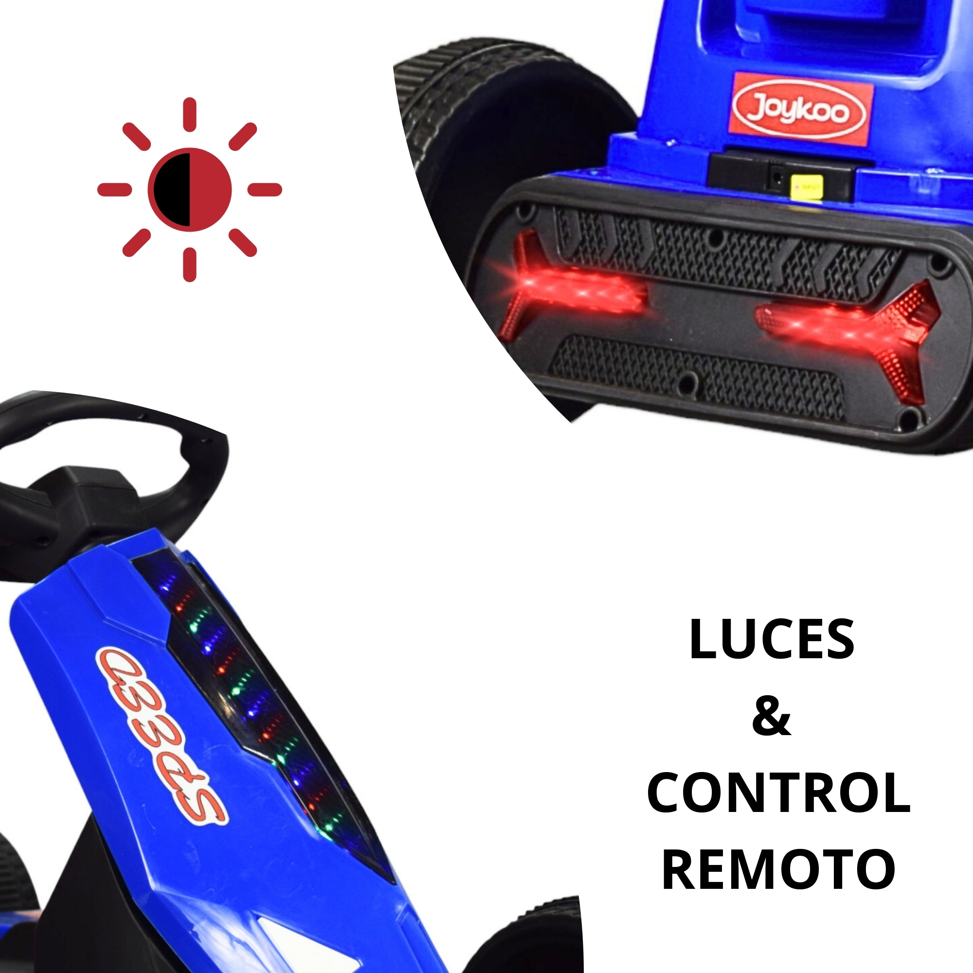 Foto 3 pulgar | Montable Electrico Go Kart Para Niños Largo Ajustable Luz 12v - Azul