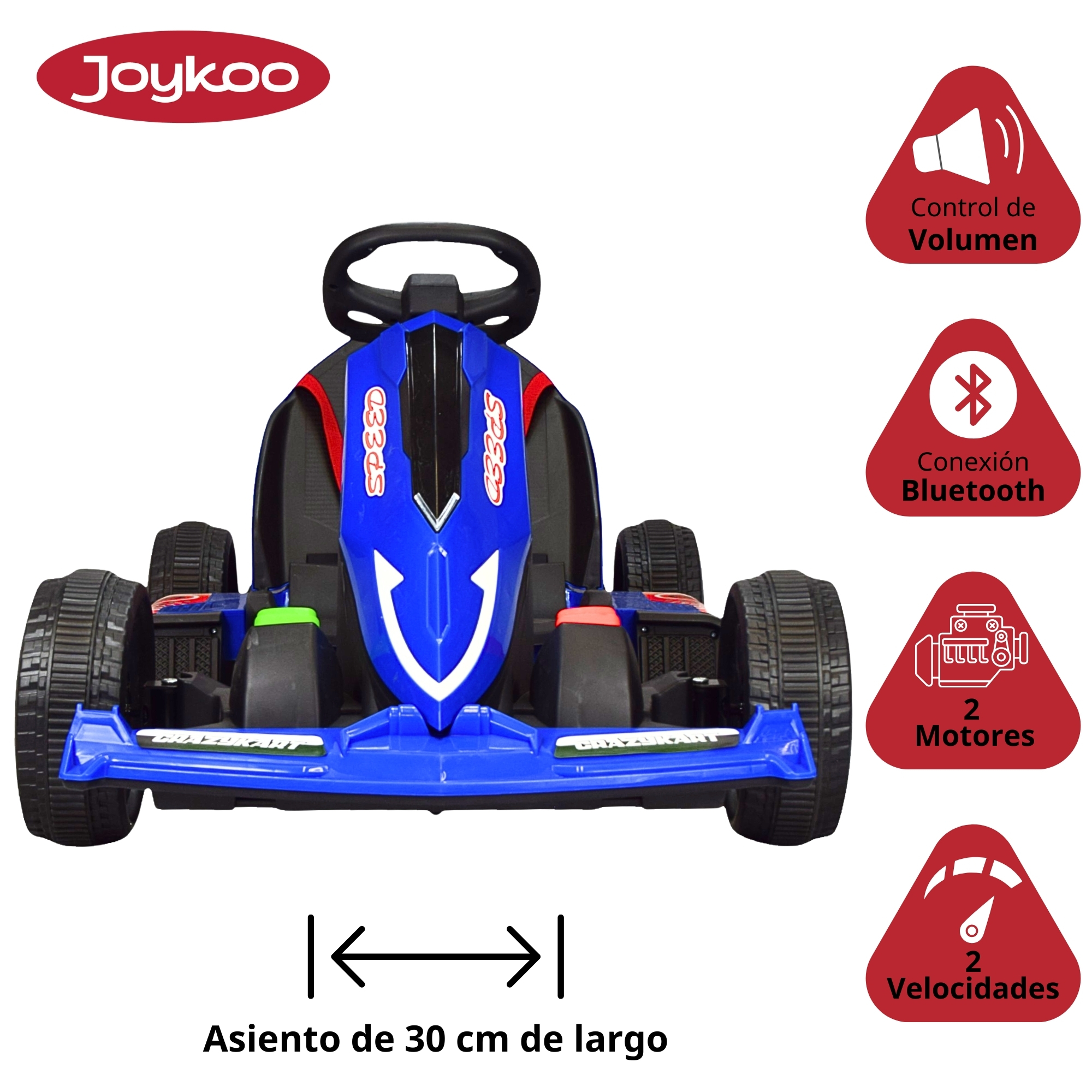 Foto 4 pulgar | Montable Electrico Go Kart Para Niños Largo Ajustable Luz 12v - Azul