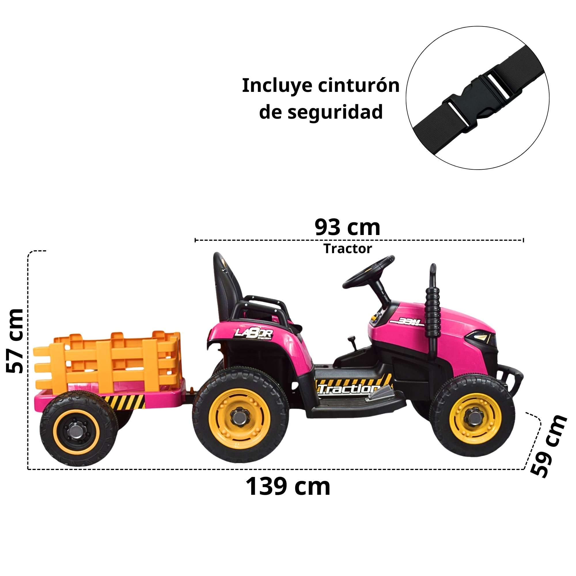Foto 5 | Tractor Montable Electrico Para Niños Control Remoto Luz Led 12v - Rosa