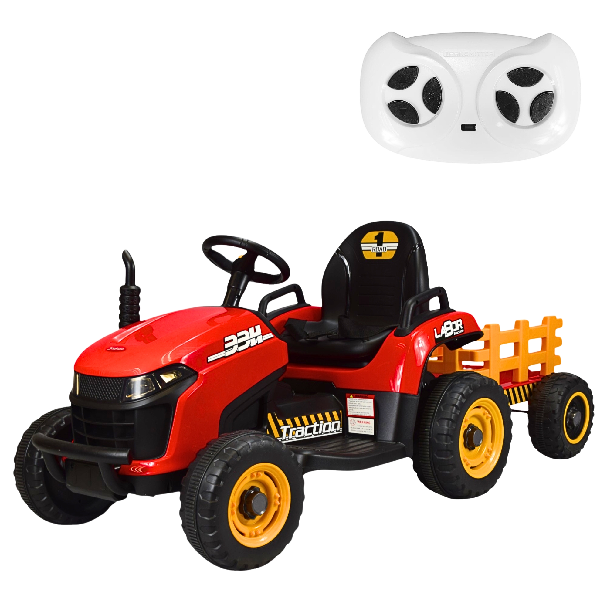 Tractor Montable Electrico Para Niños Control Remoto Luz Led 12v - Rojo