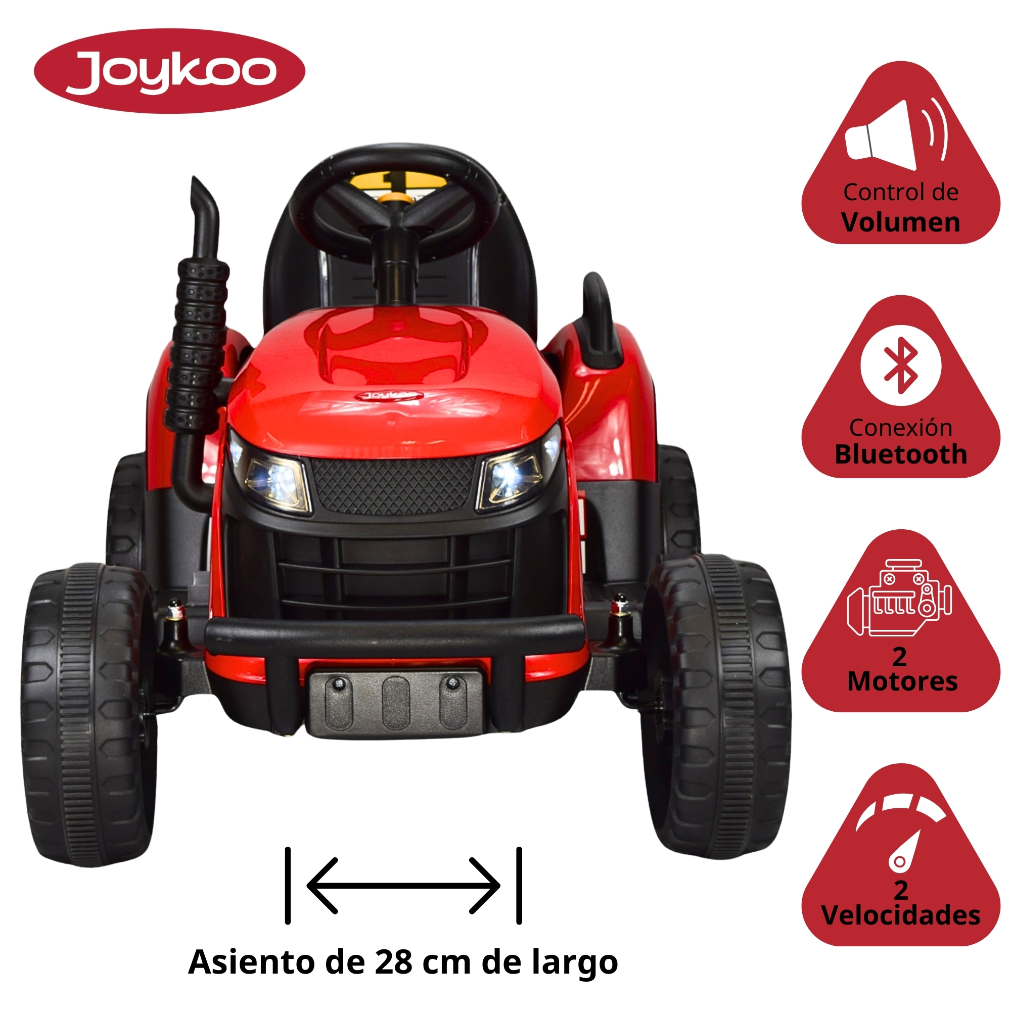 Foto 4 pulgar | Tractor Montable Electrico Para Niños Control Remoto Luz Led 12v - Rojo
