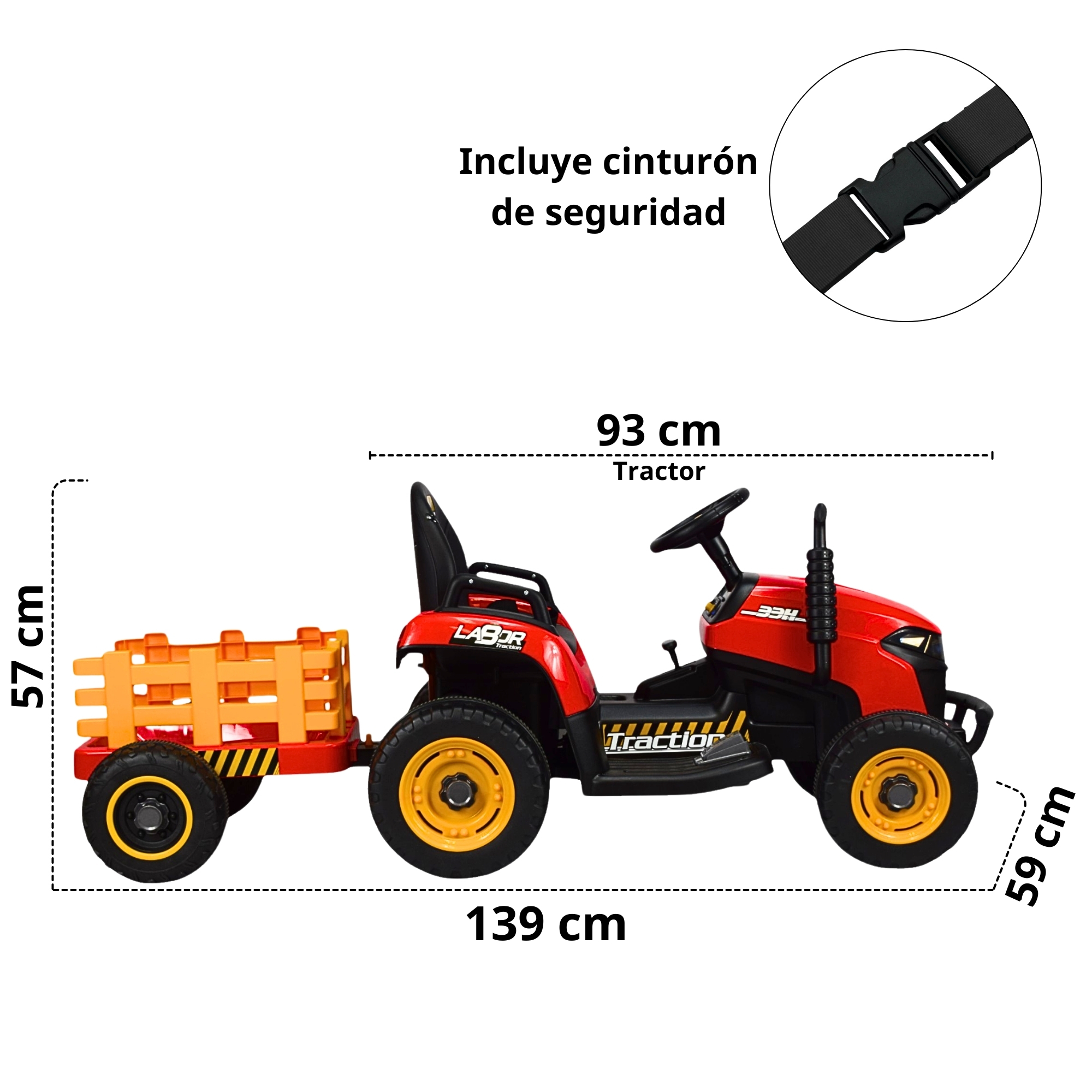 Foto 6 pulgar | Tractor Montable Electrico Para Niños Control Remoto Luz Led 12v - Rojo