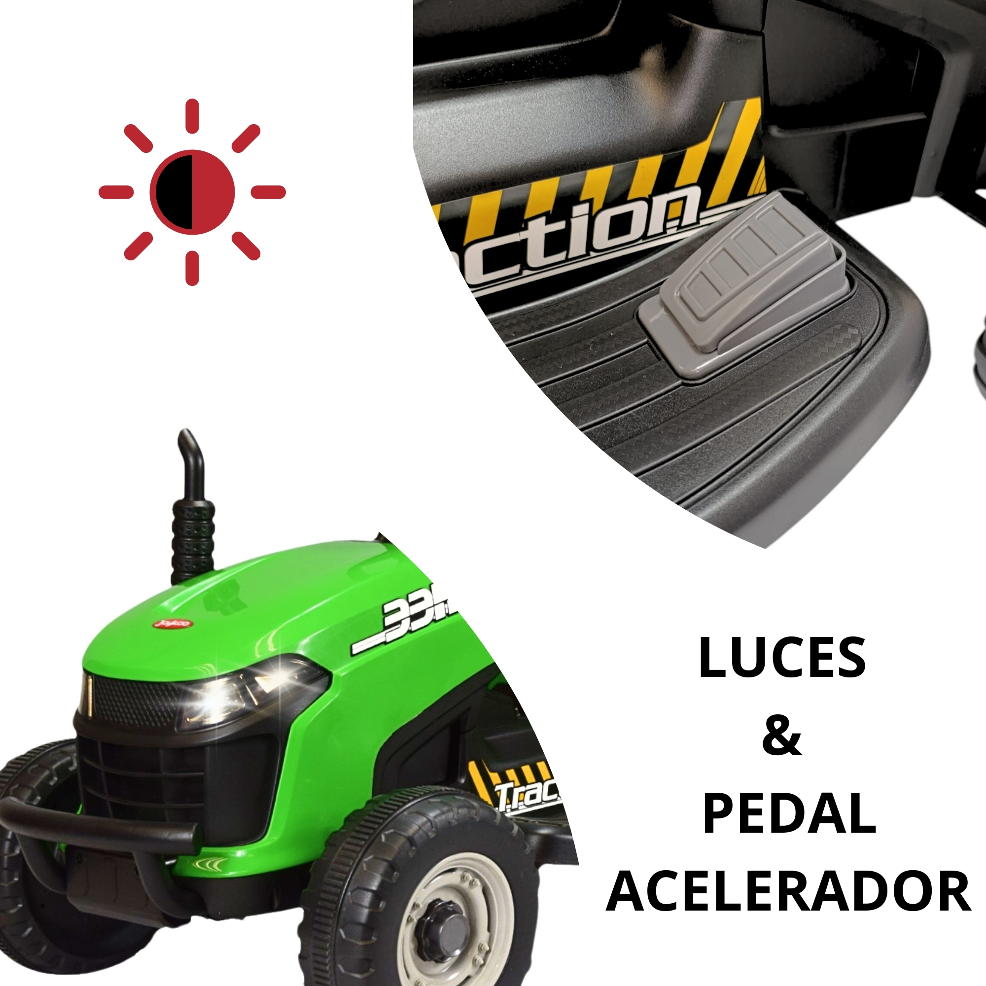 Foto 2 | Tractor Montable Electrico Para Niños Control Remoto Luz Led 12v - Verde