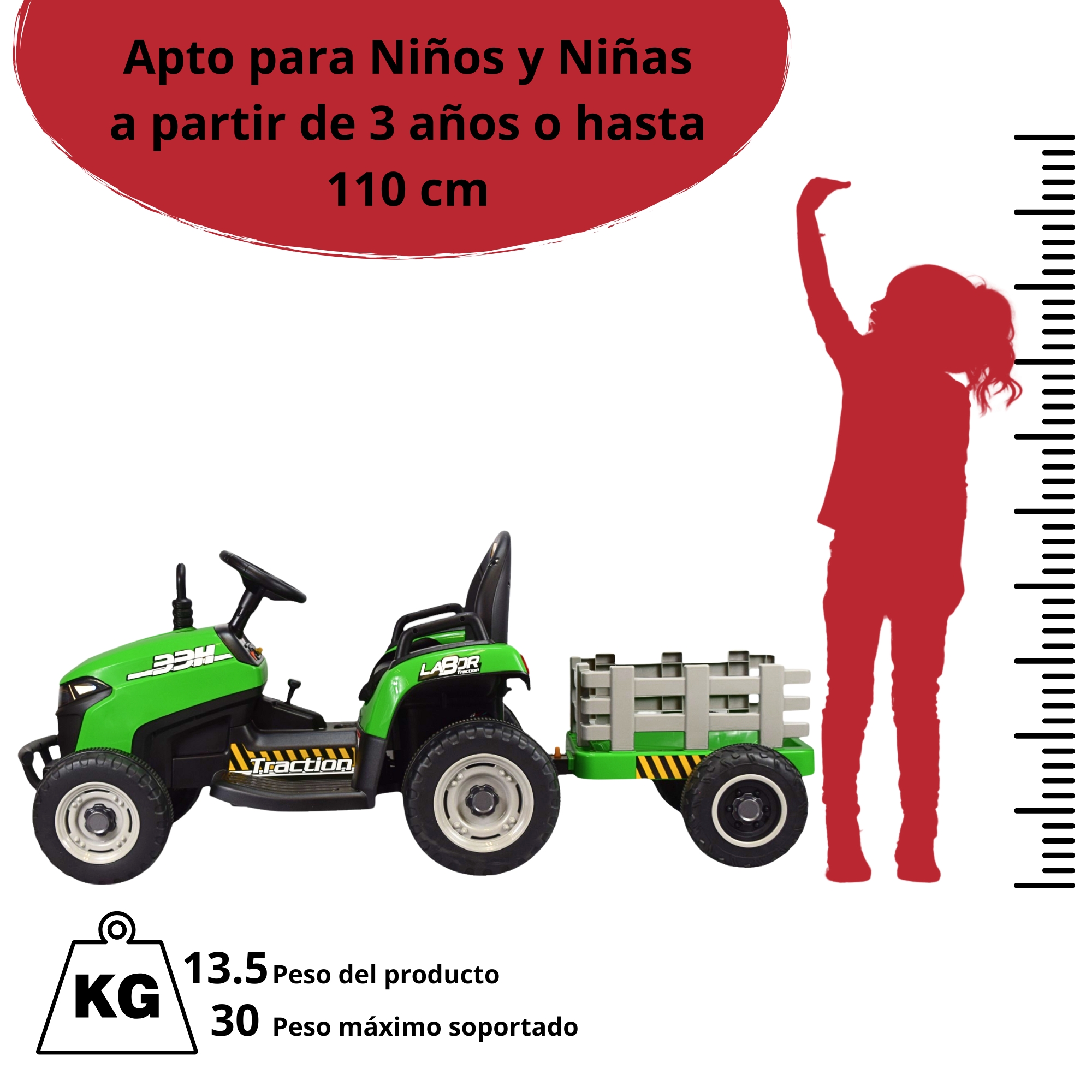 Foto 7 pulgar | Tractor Montable Electrico Para Niños Control Remoto Luz Led 12v - Verde