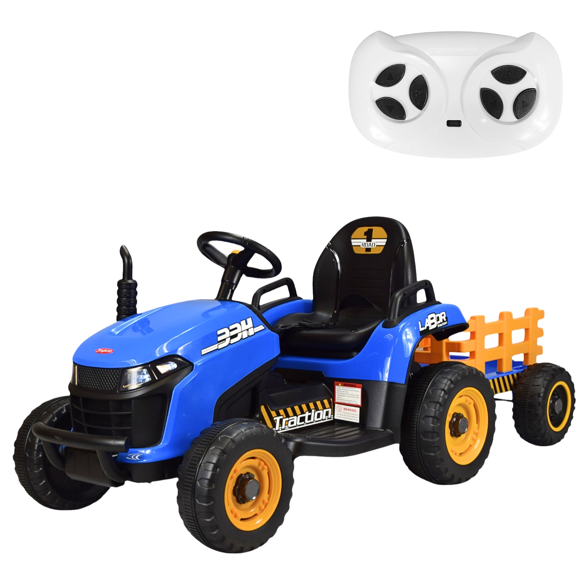 Tractor Montable Electrico Para Niños Control Remoto Luz Led 12v - Azul