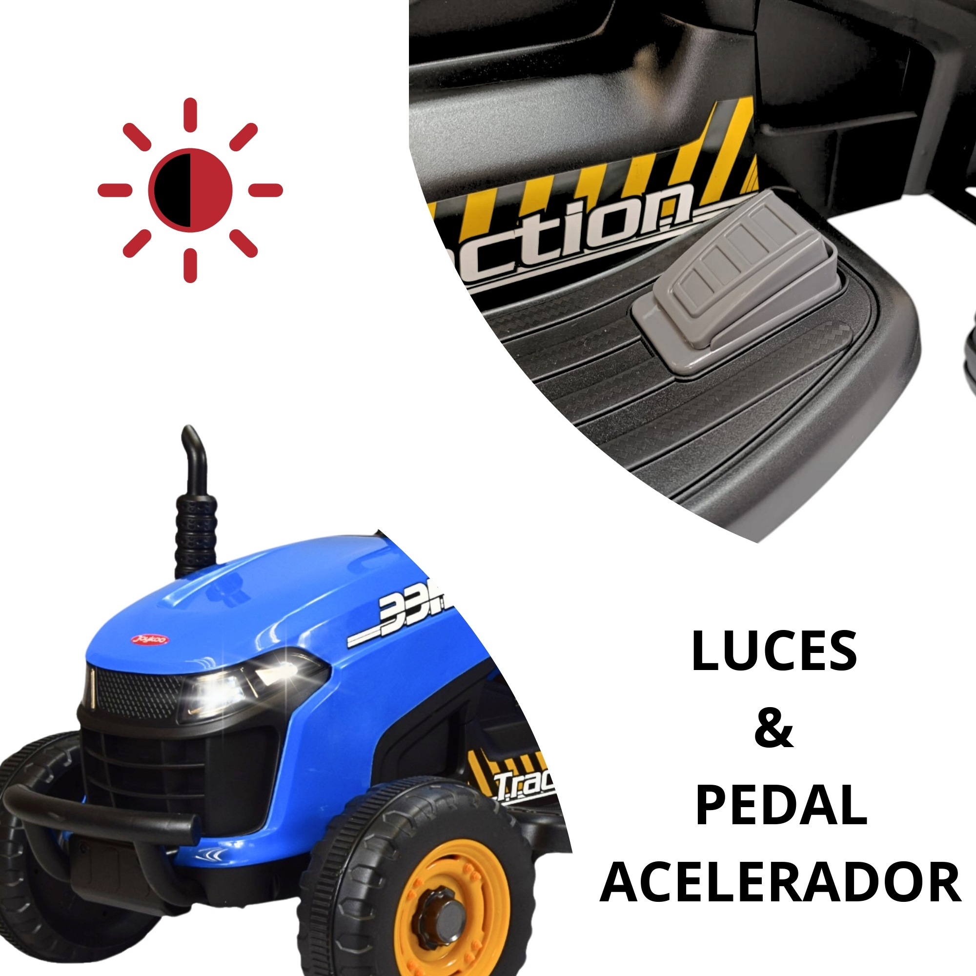 Foto 3 pulgar | Tractor Montable Electrico Para Niños Control Remoto Luz Led 12v - Azul
