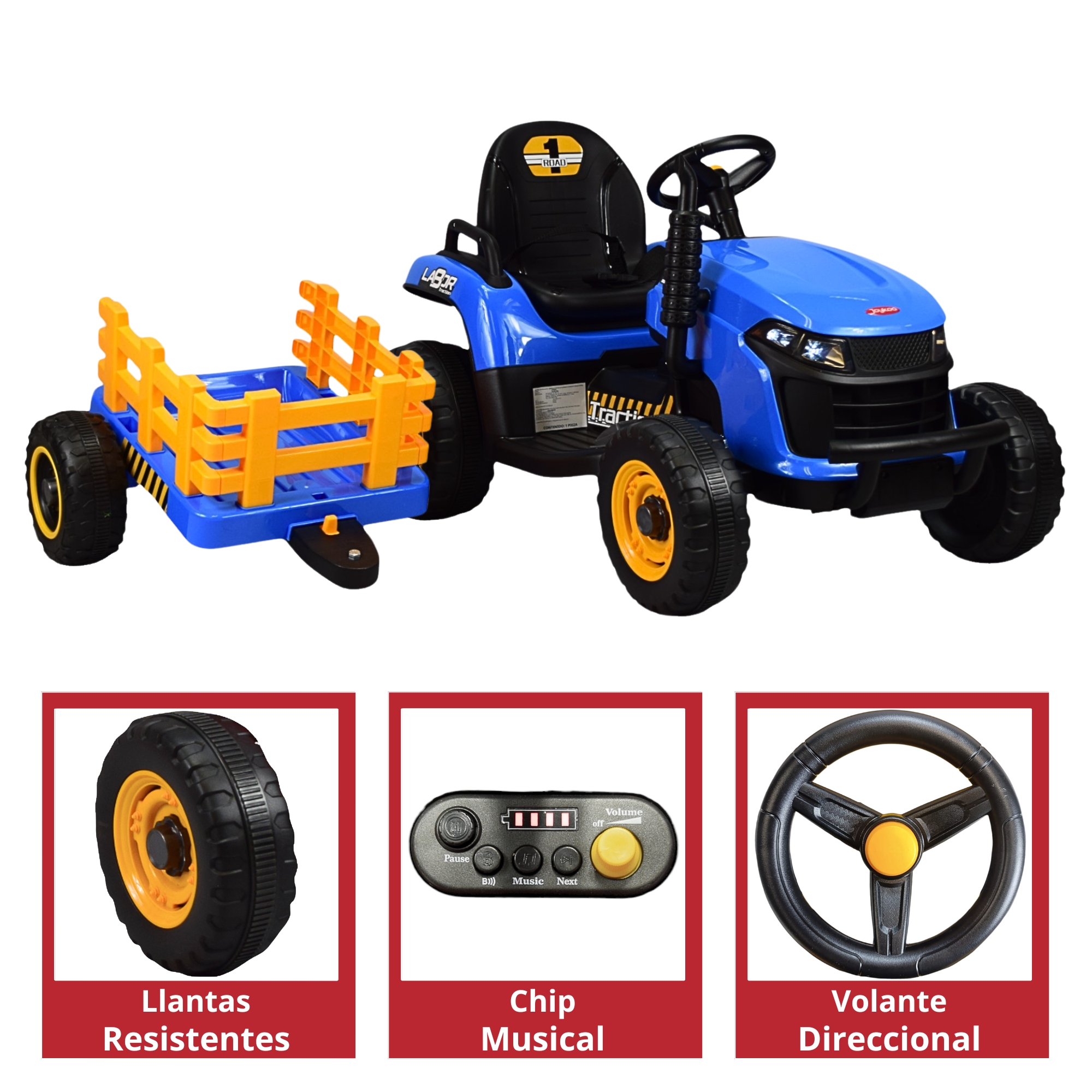 Foto 5 pulgar | Tractor Montable Electrico Para Niños Control Remoto Luz Led 12v - Azul
