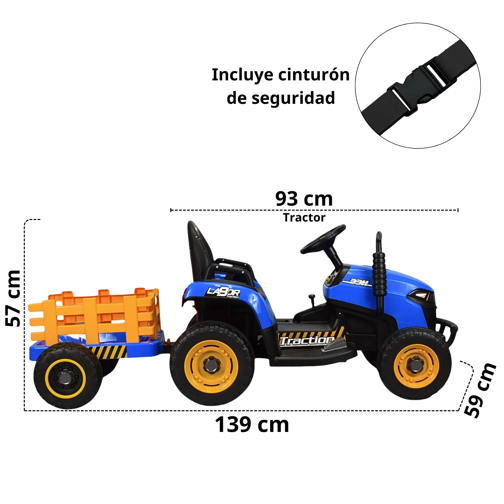 Foto 6 pulgar | Tractor Montable Electrico Para Niños Control Remoto Luz Led 12v - Azul