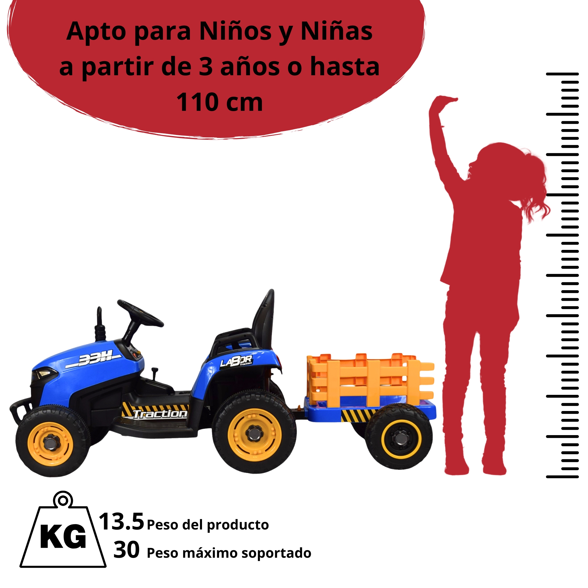 Foto 7 pulgar | Tractor Montable Electrico Para Niños Control Remoto Luz Led 12v - Azul