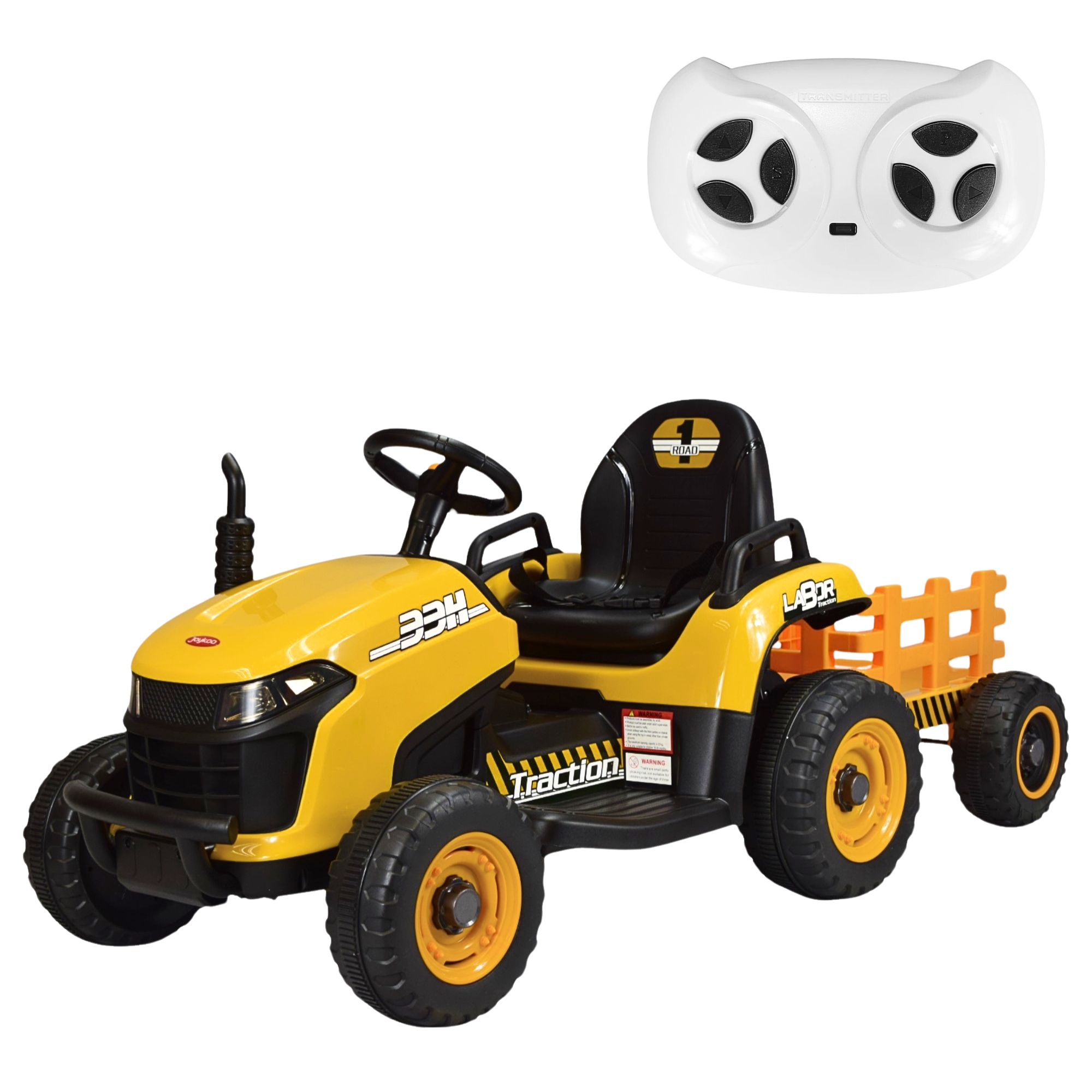 Tractor Montable Electrico Para Niños Control Remoto Luz Led 12v - Amarillo