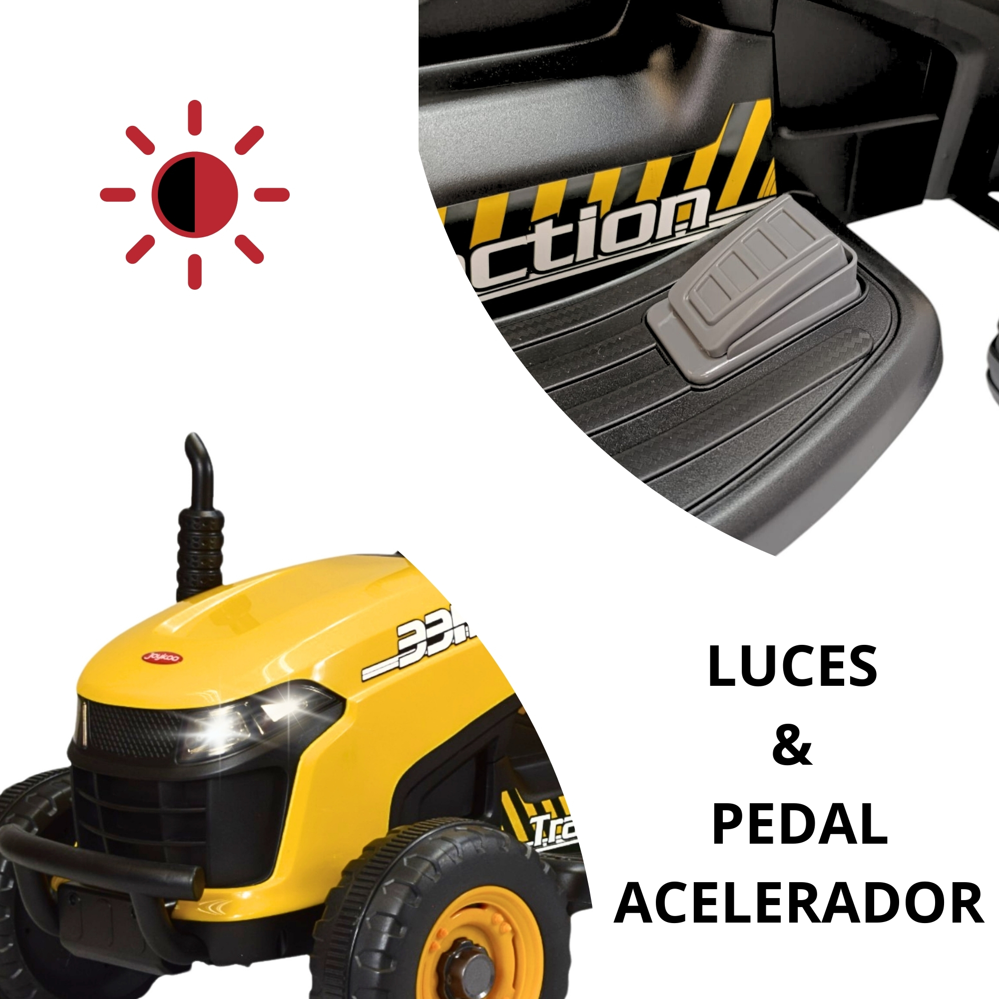 Foto 3 pulgar | Tractor Montable Electrico Para Niños Control Remoto Luz Led 12v - Amarillo