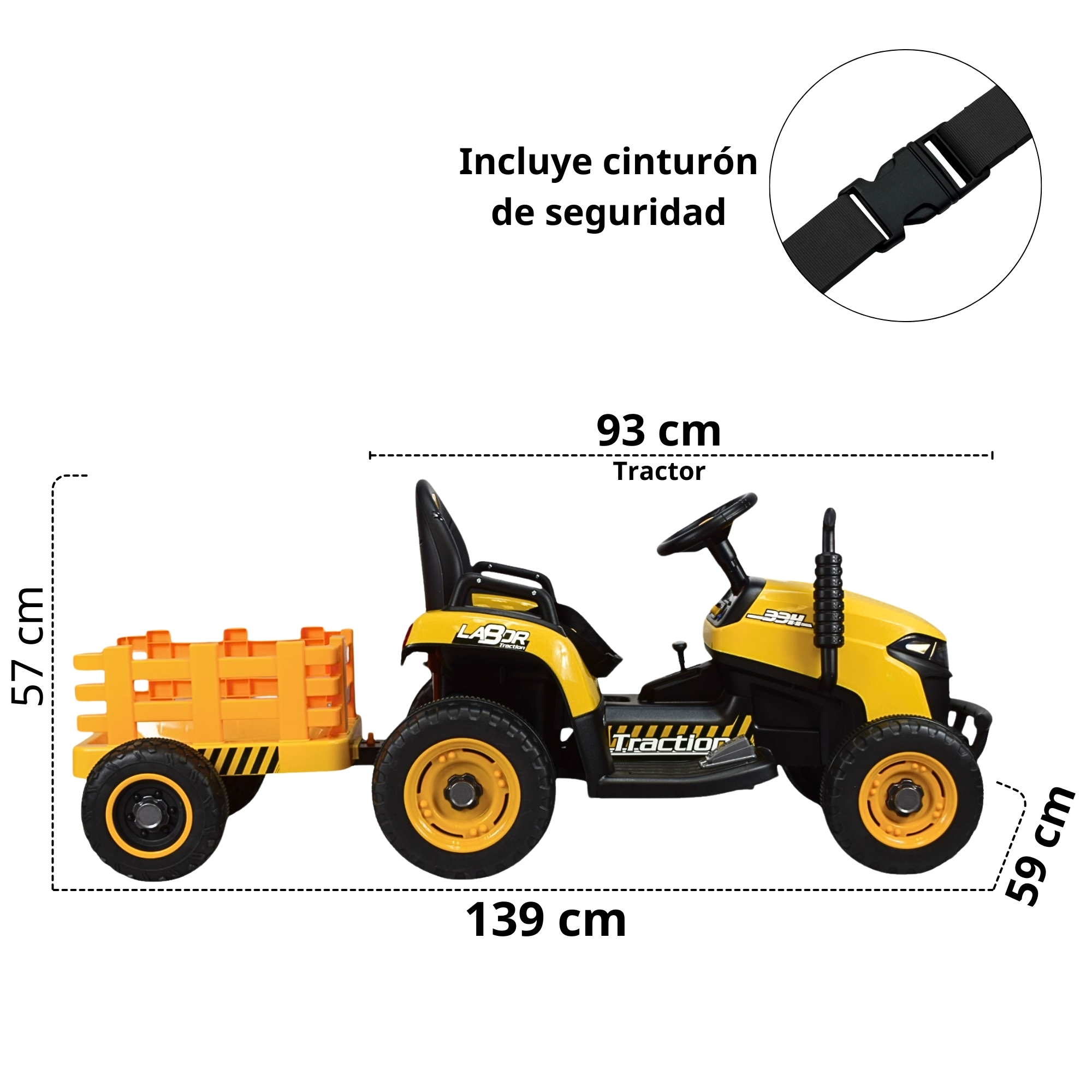 Foto 6 pulgar | Tractor Montable Electrico Para Niños Control Remoto Luz Led 12v - Amarillo