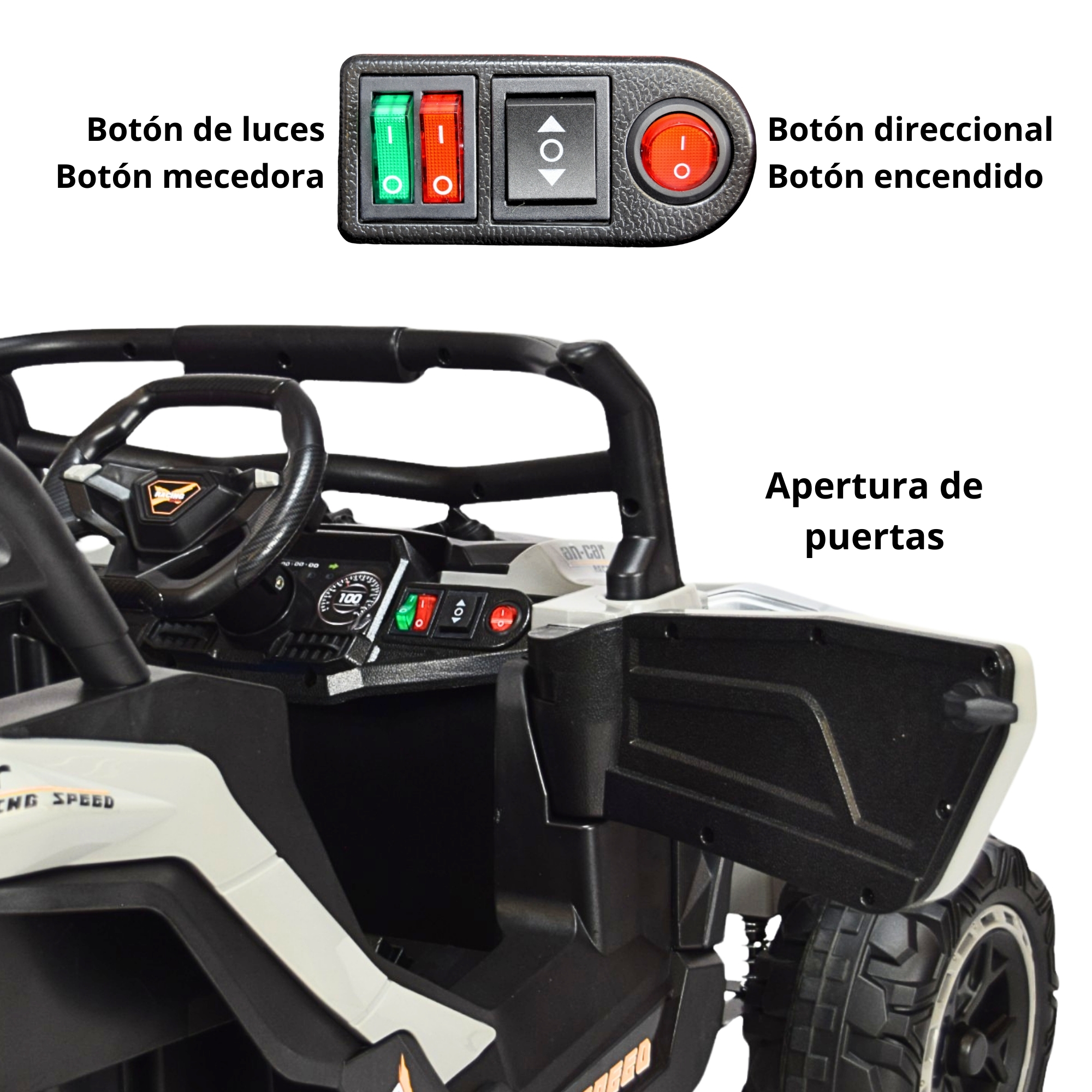 Foto 8 pulgar | Montable Electrico Speed Para Niños Control Remoto Luz Led 12v - Gris