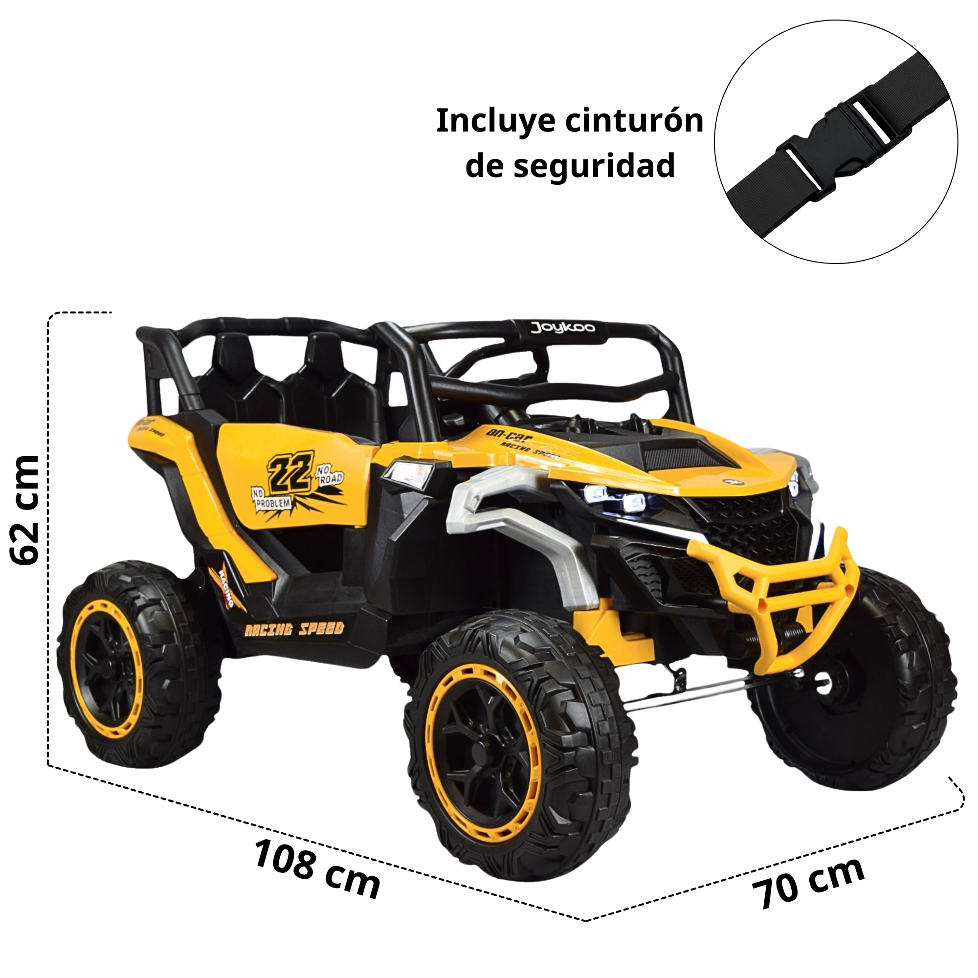 Foto 6 pulgar | Montable Electrico Speed Para Niños Control Remoto Luz Led 12v - Amarillo