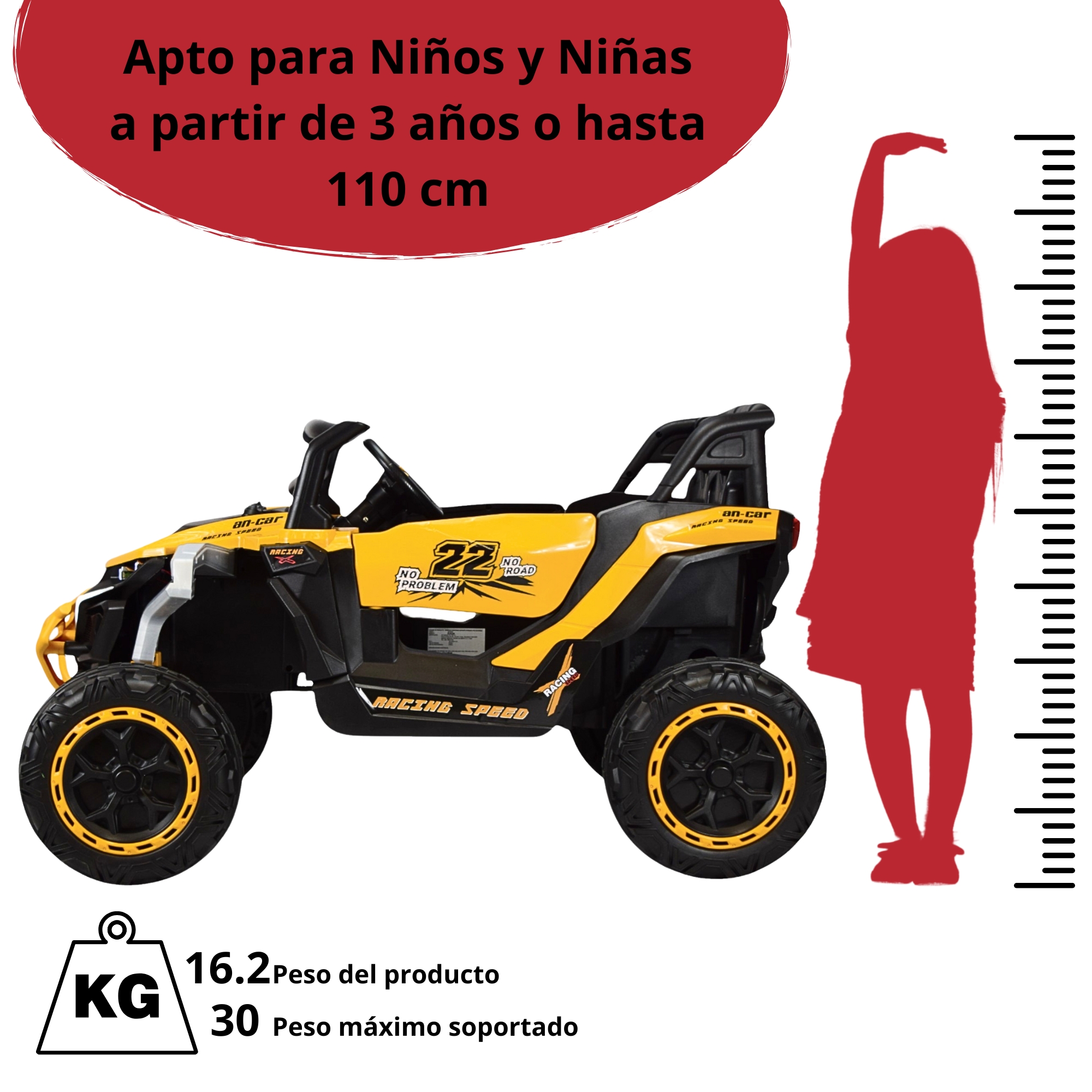 Foto 7 pulgar | Montable Electrico Speed Para Niños Control Remoto Luz Led 12v - Amarillo